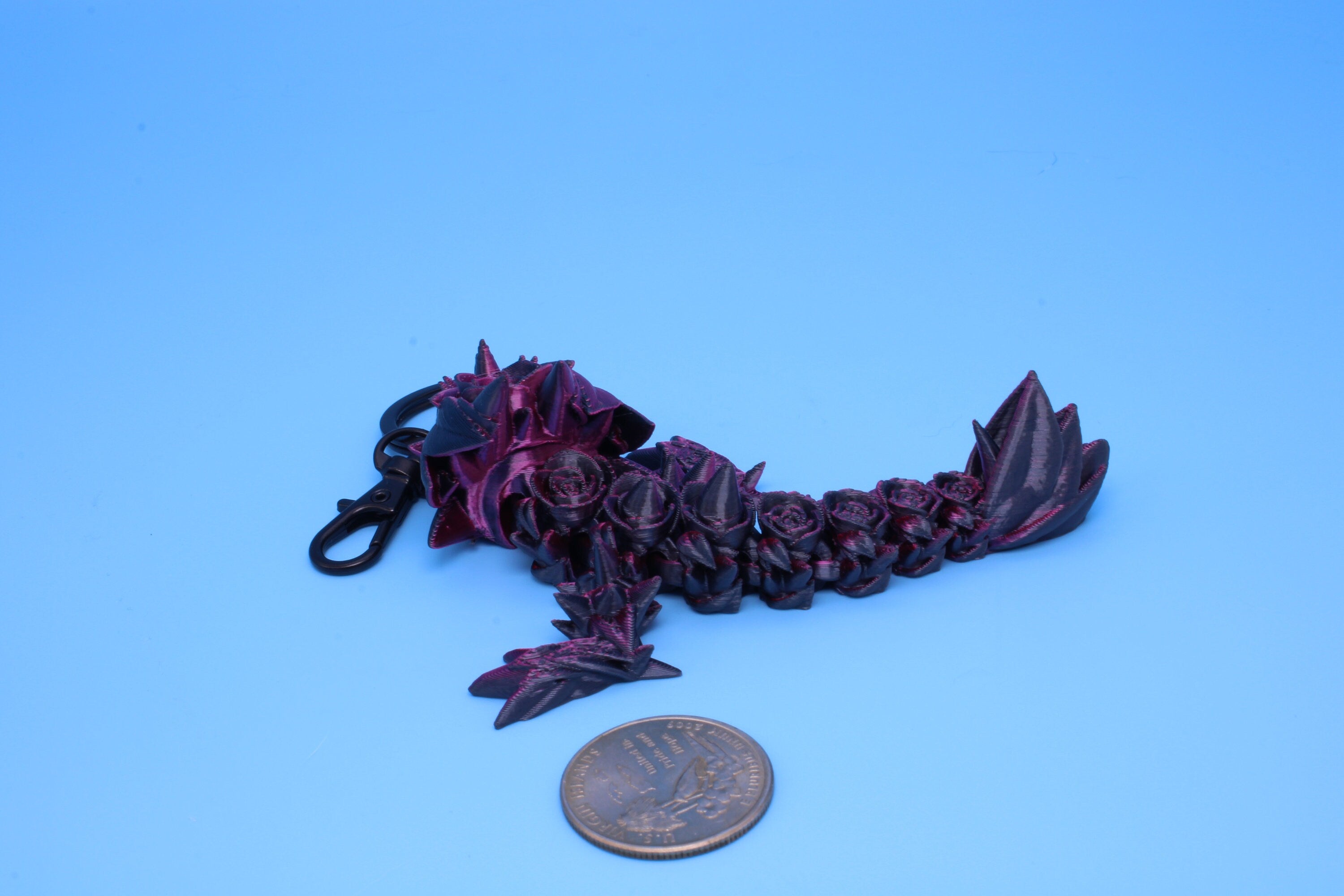 Baby Rose Dragon- Tadling Keychain | 3D Printed Rose Dragon | 4.75 inches Made to Order