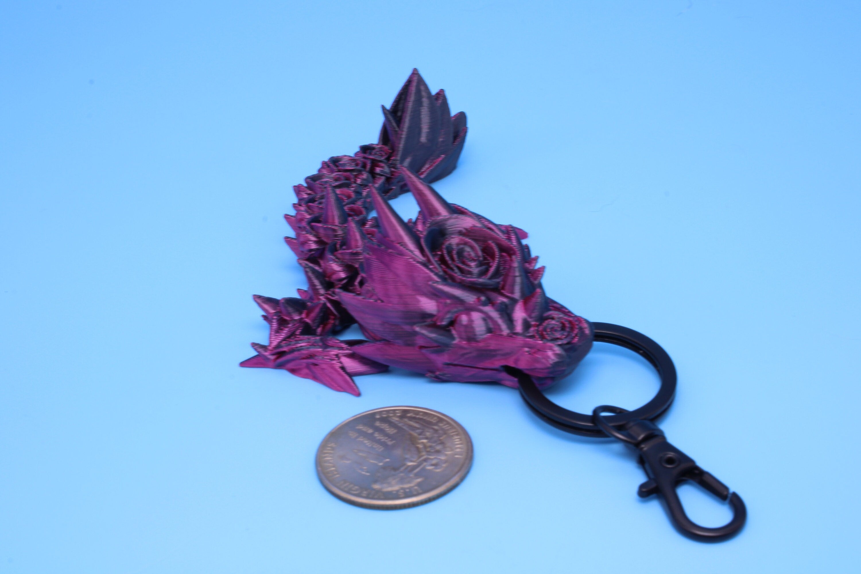 Baby Rose Dragon- Tadling Keychain | 3D Printed Rose Dragon | 4.75 inches Made to Order