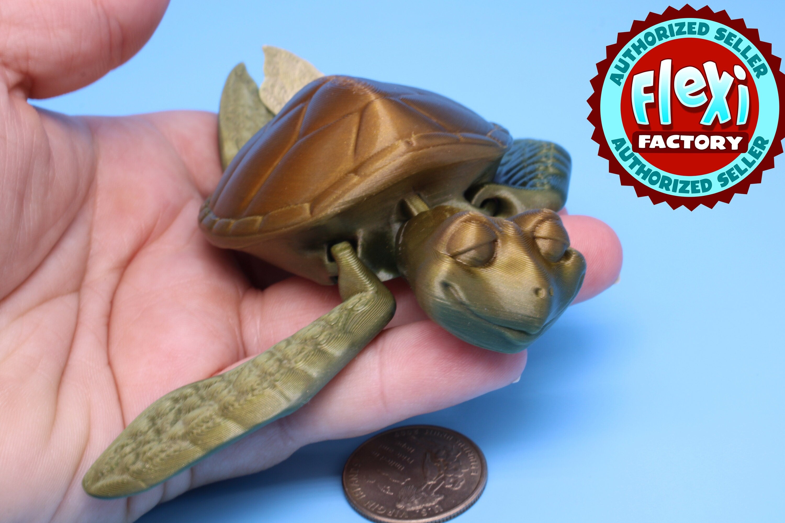 Turtle- Cute Flexi Toy | Articulating Turtle | 3D printed 4.75 in.