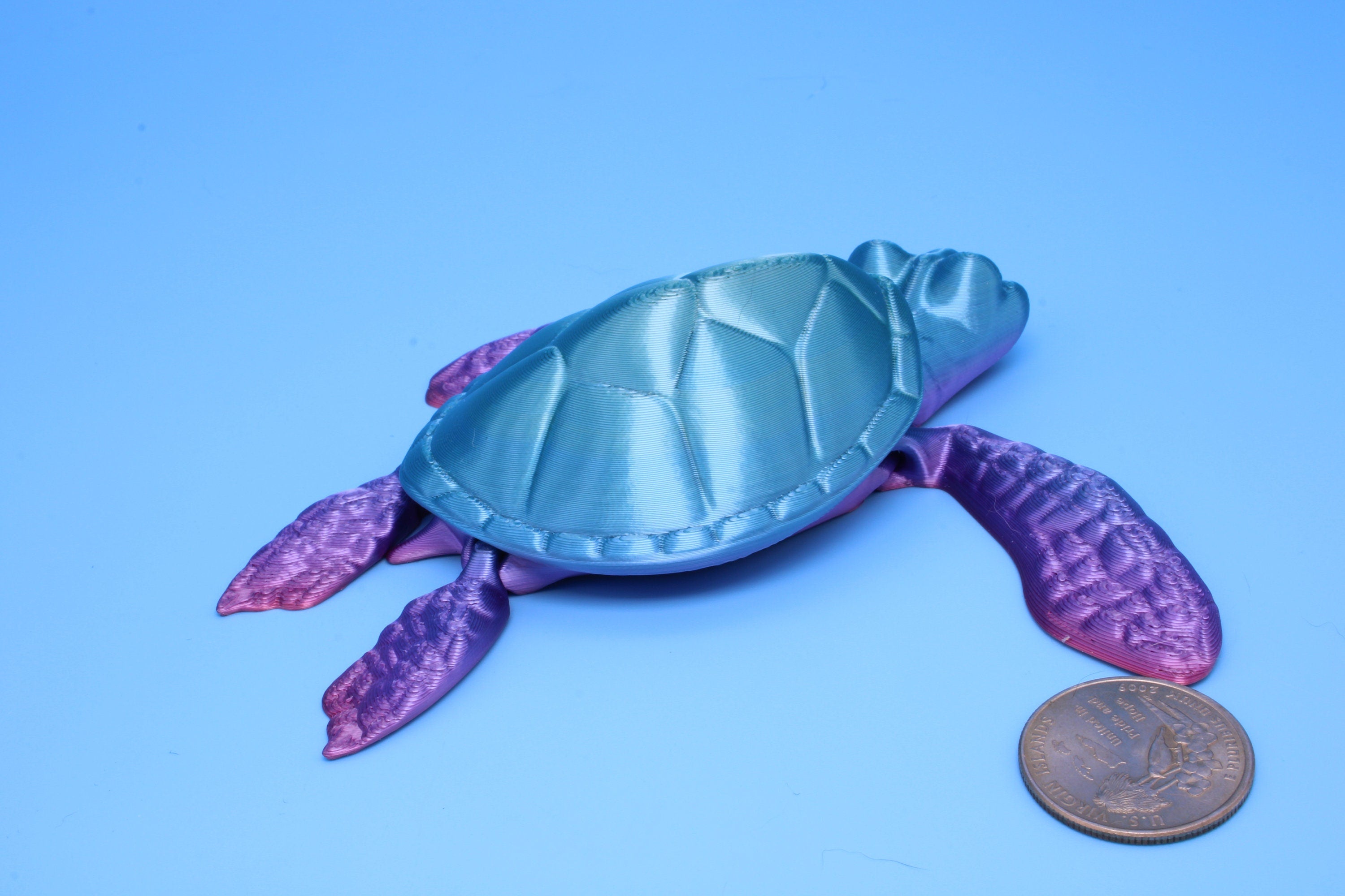 Turtle- Blue & Purple | Cute Flexi Toy | Articulating Turtle | 3D printed 4.75 in.