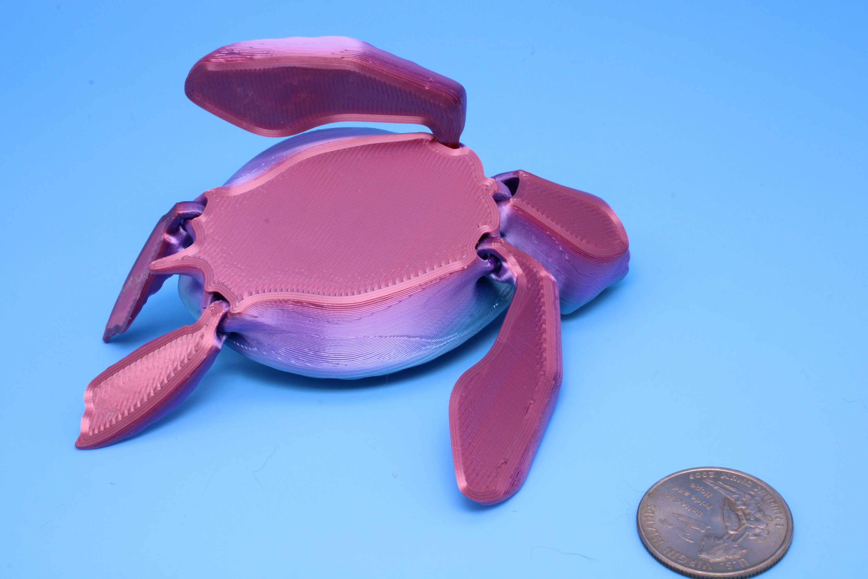 Turtle- Blue & Purple | Cute Flexi Toy | Articulating Turtle | 3D printed 4.75 in.