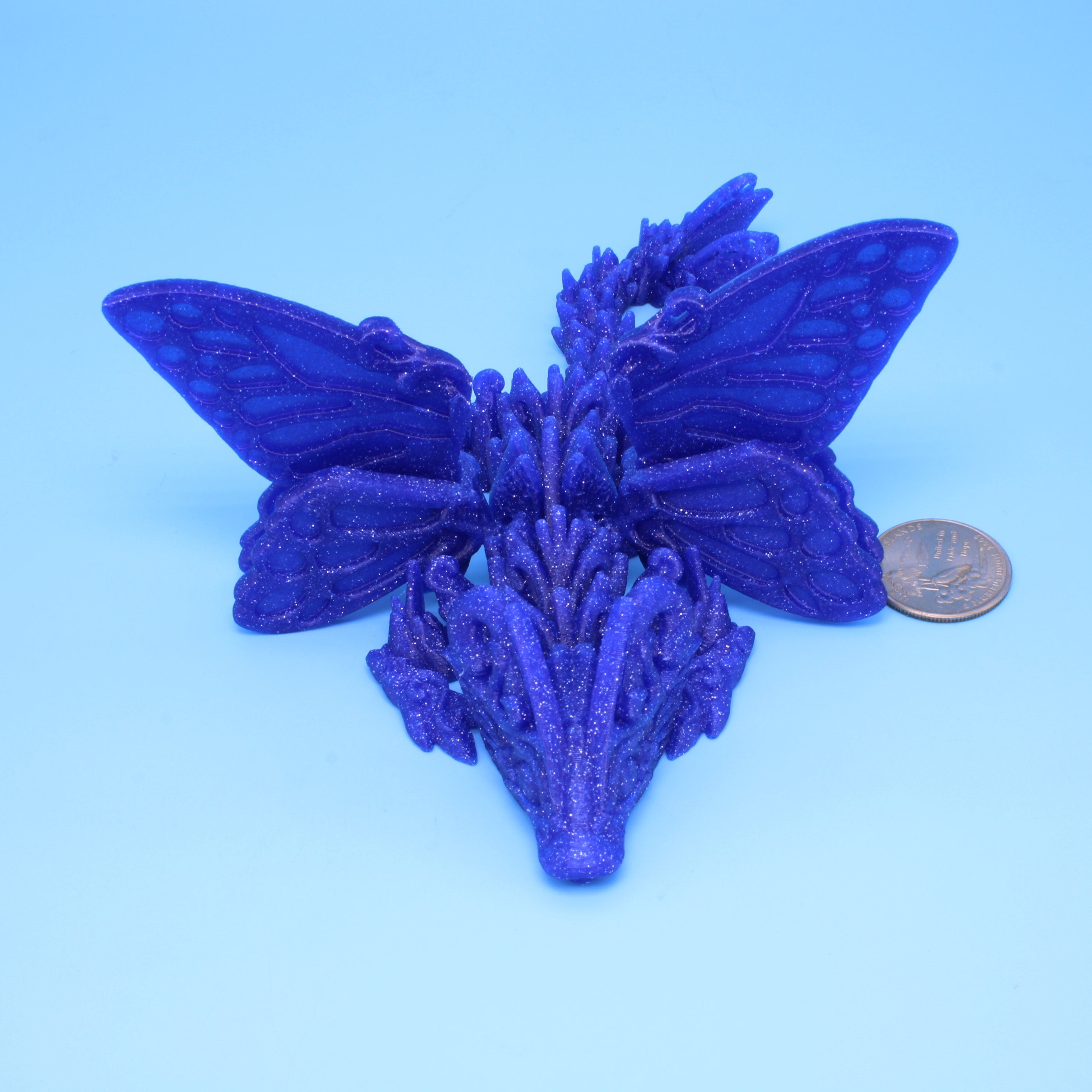 Dragons - Baby Gem, Butterfly, Serpent. Blue Glitter