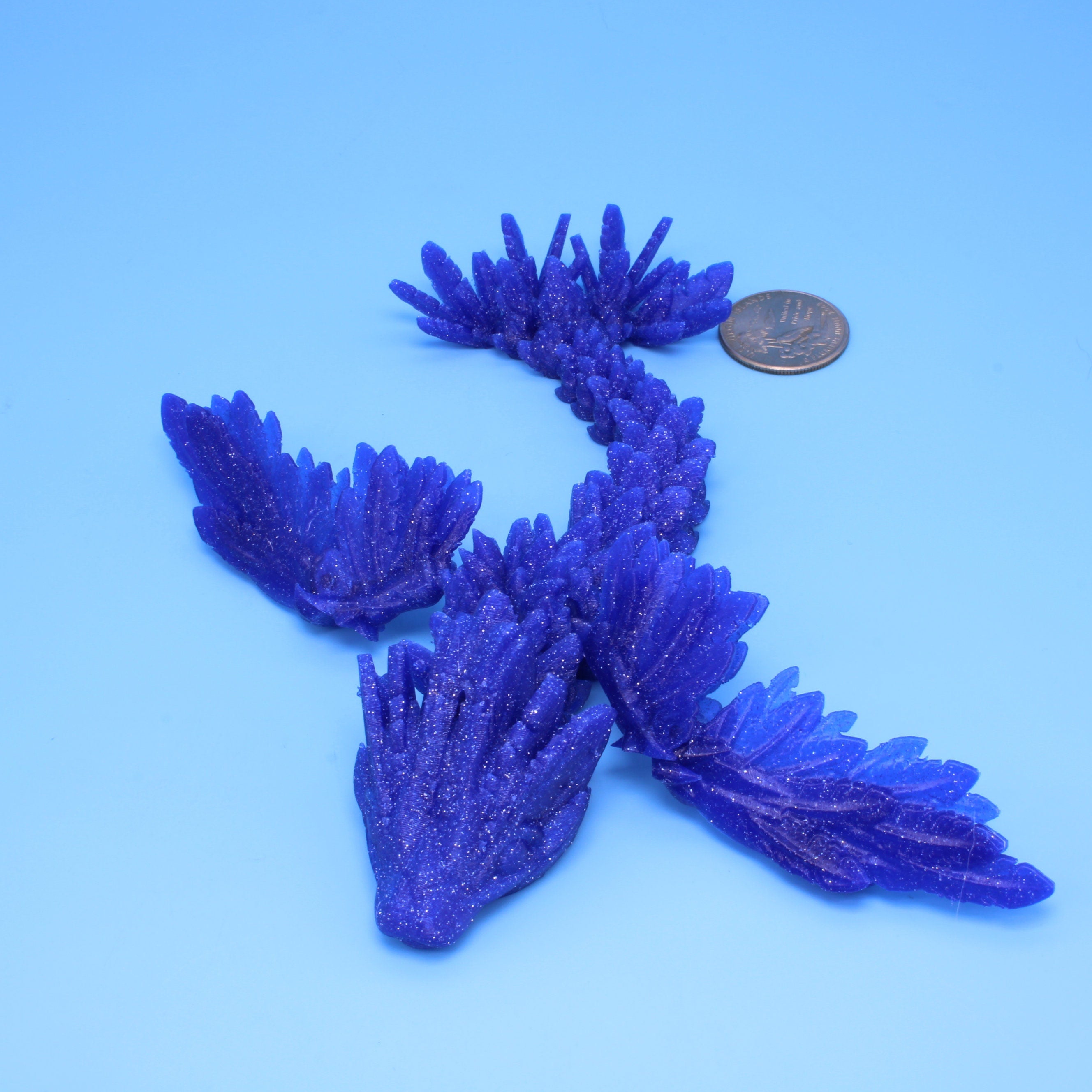 Dragons - Baby Gem, Butterfly, Serpent. Blue Glitter