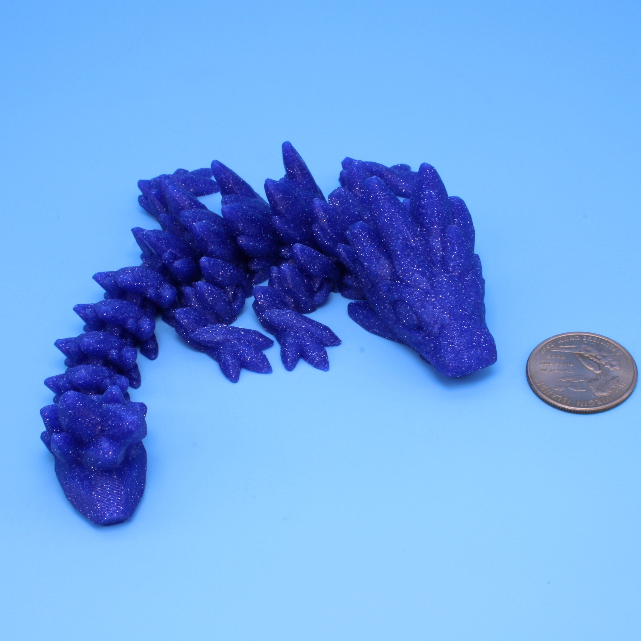 Dragons - Baby Gem, Butterfly, Serpent. Blue Glitter