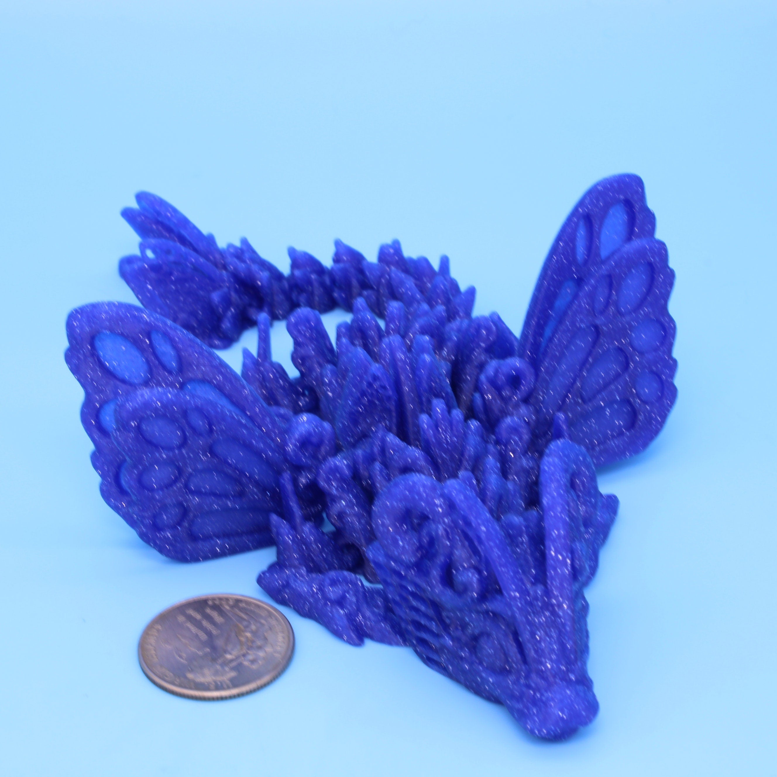 Dragons - Baby Gem, Butterfly, Serpent. Blue Glitter