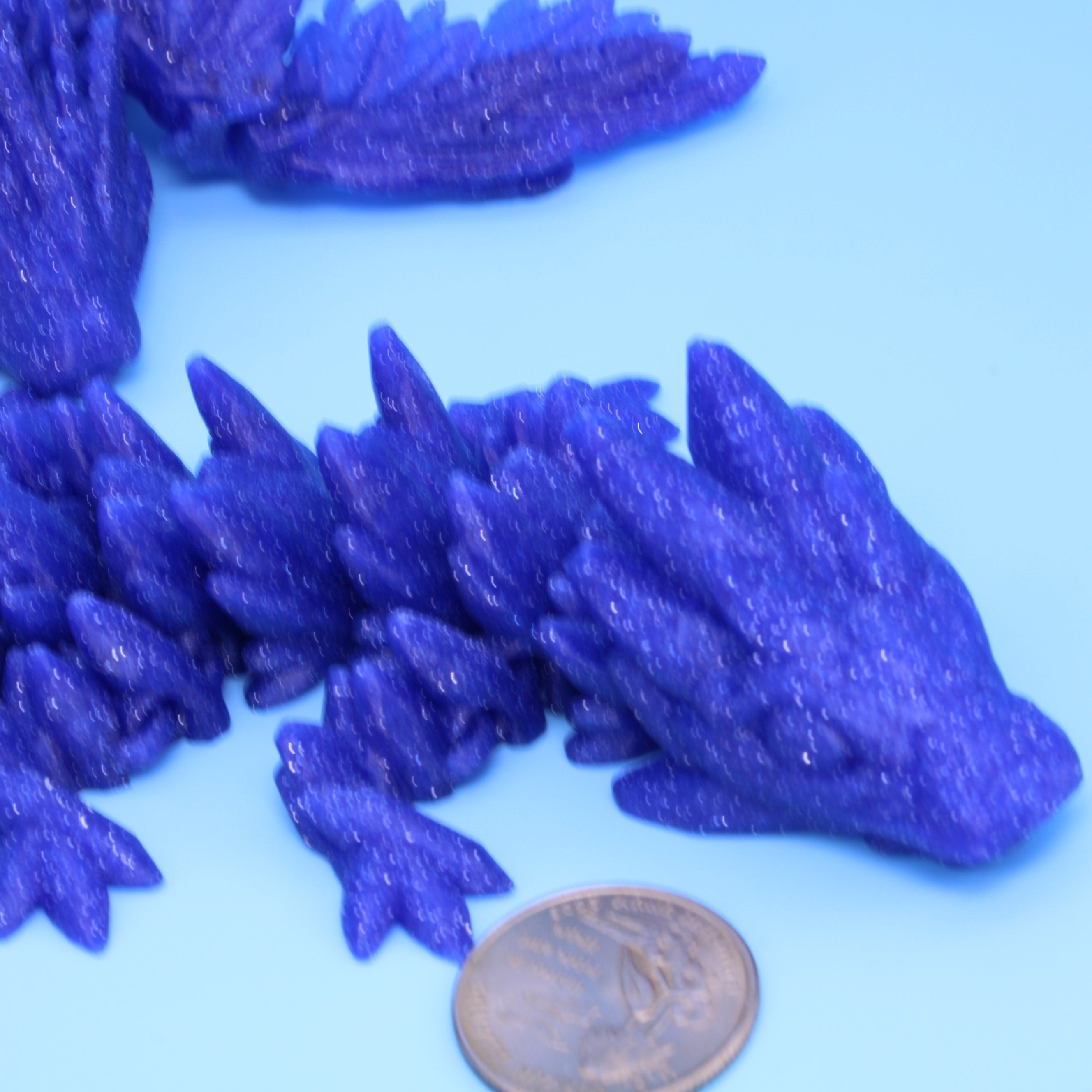 Dragons - Baby Gem, Butterfly, Serpent. Blue Glitter