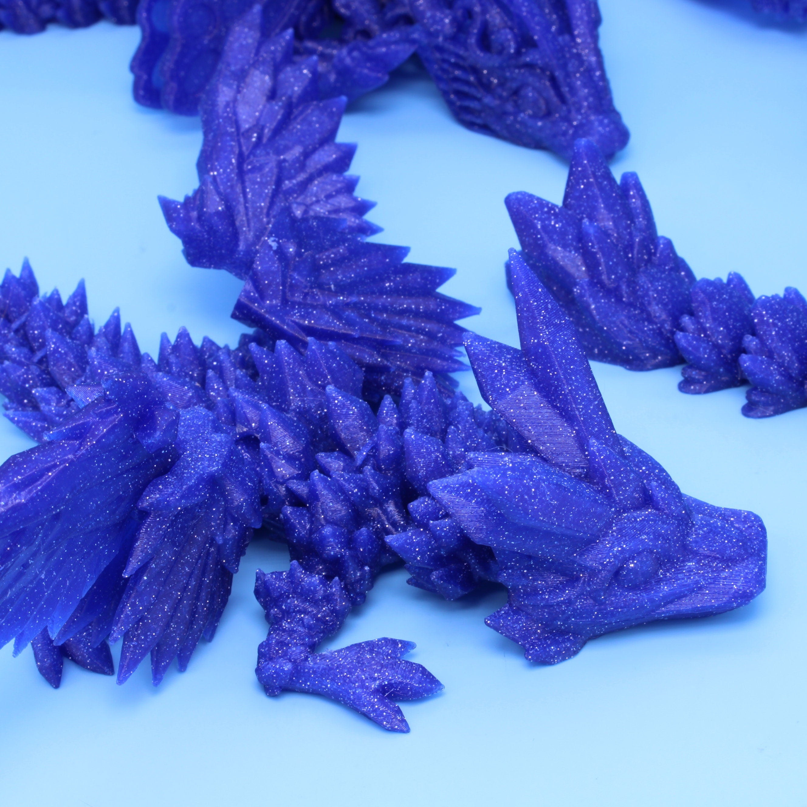 Dragons - Baby Gem, Butterfly, Serpent. Blue Glitter