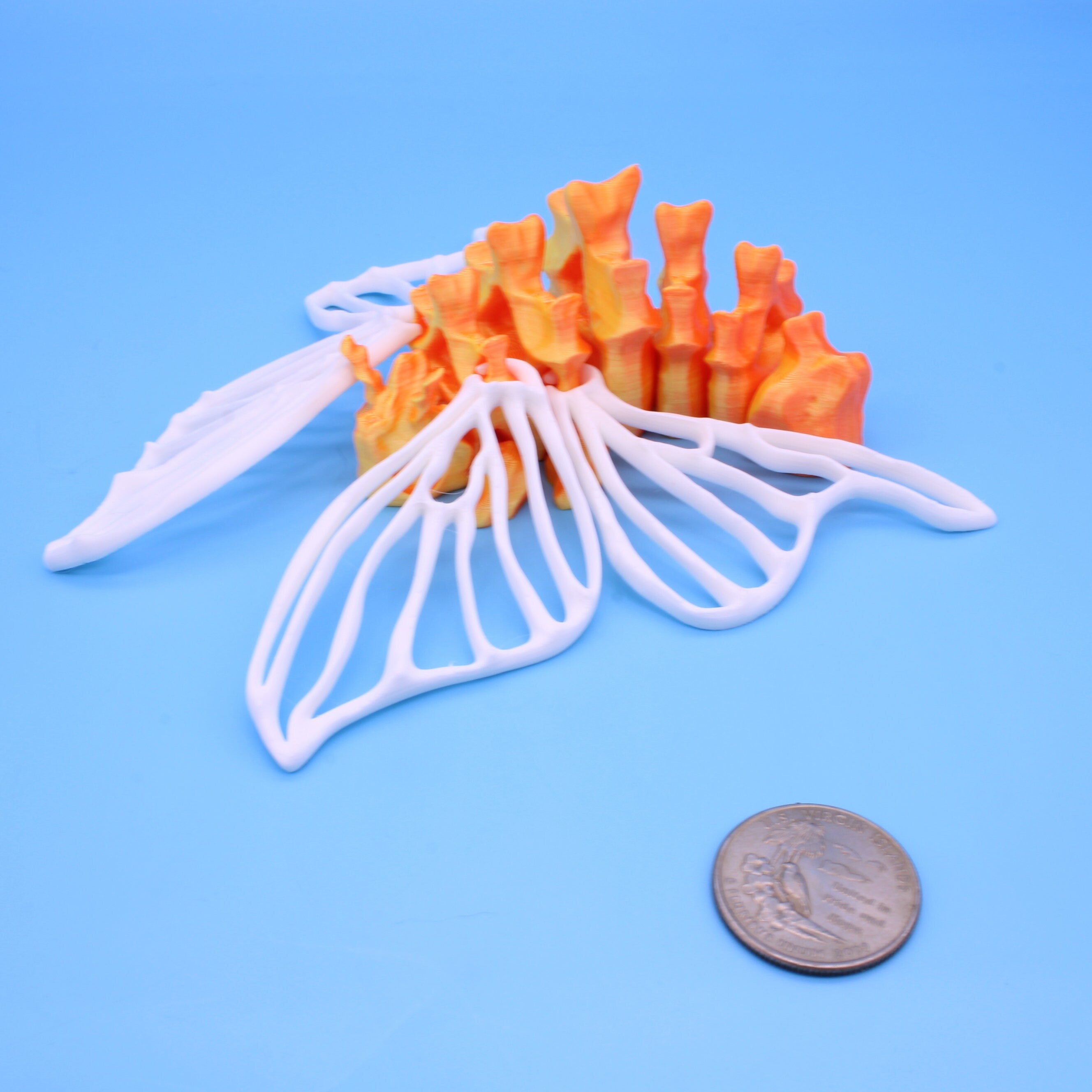 Bone Moth | Orange / Yellow Body | 3D Printed