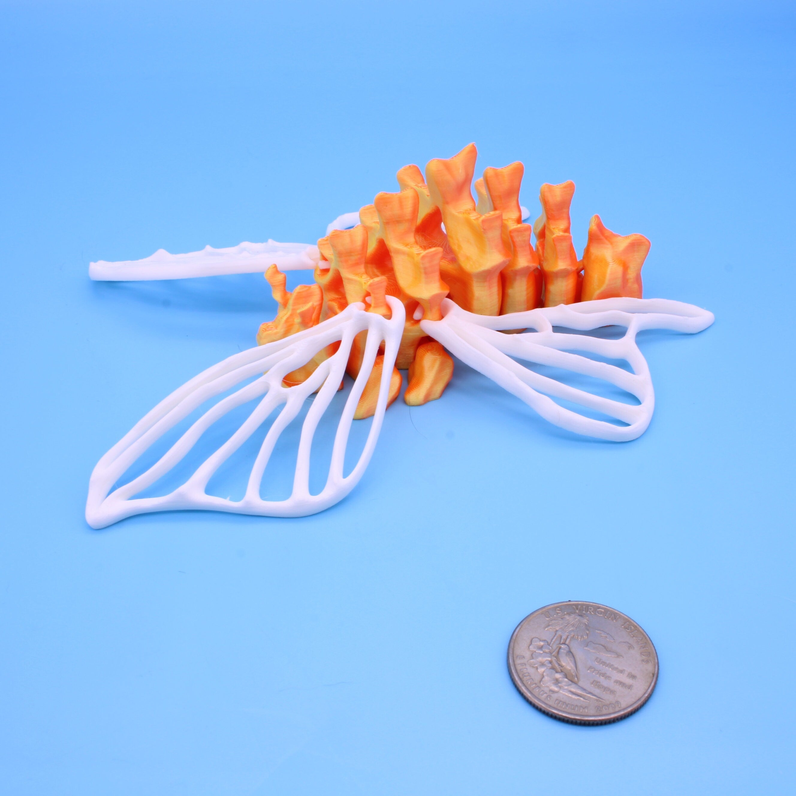 Bone Moth | Orange / Yellow Body | 3D Printed