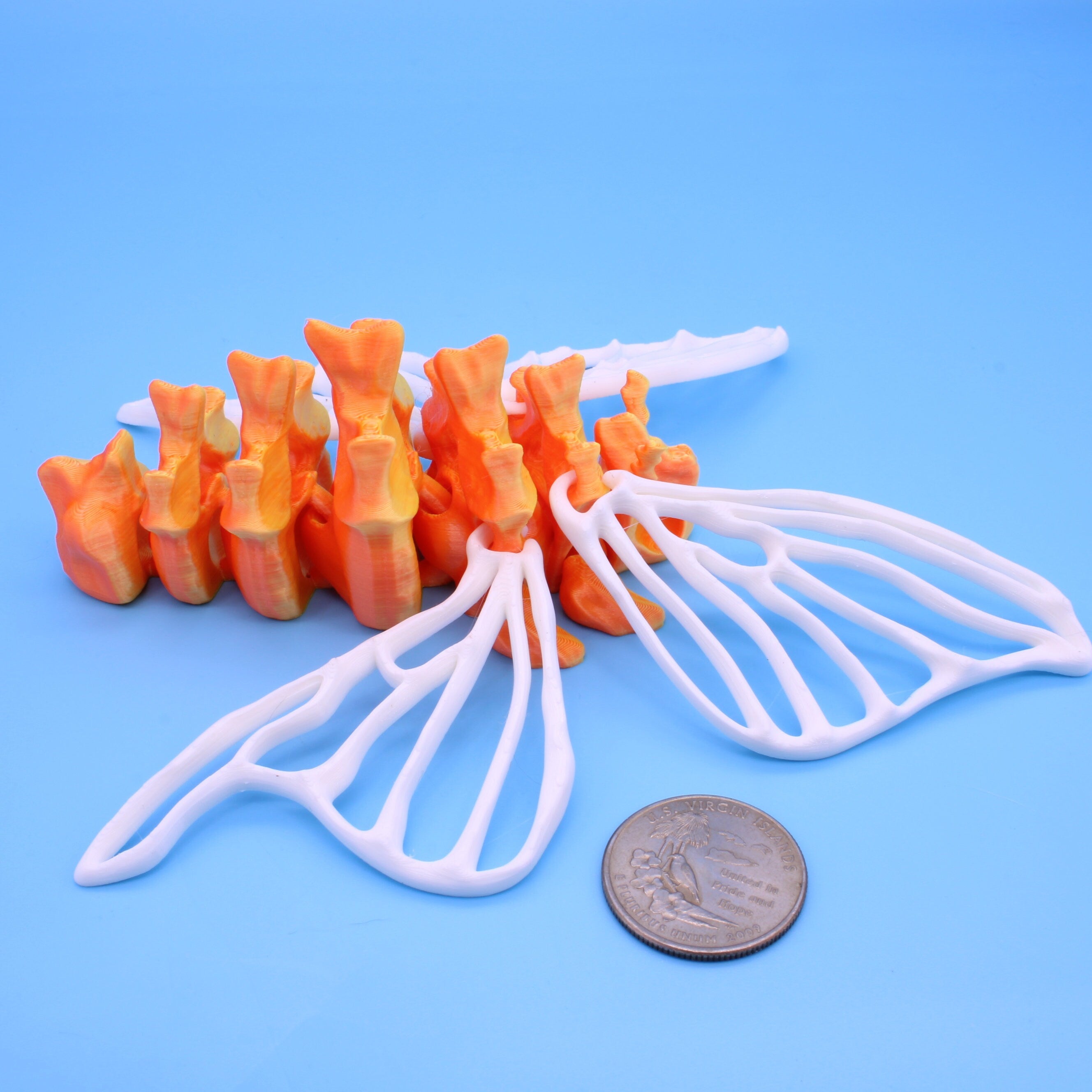 Bone Moth | Orange / Yellow Body | 3D Printed