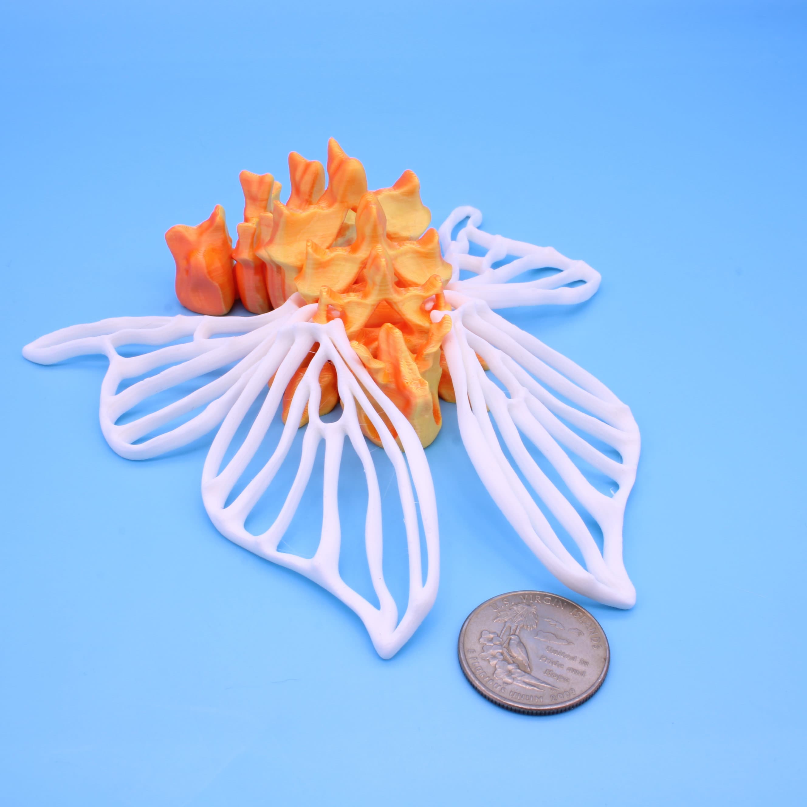 Bone Moth | Orange / Yellow Body | 3D Printed