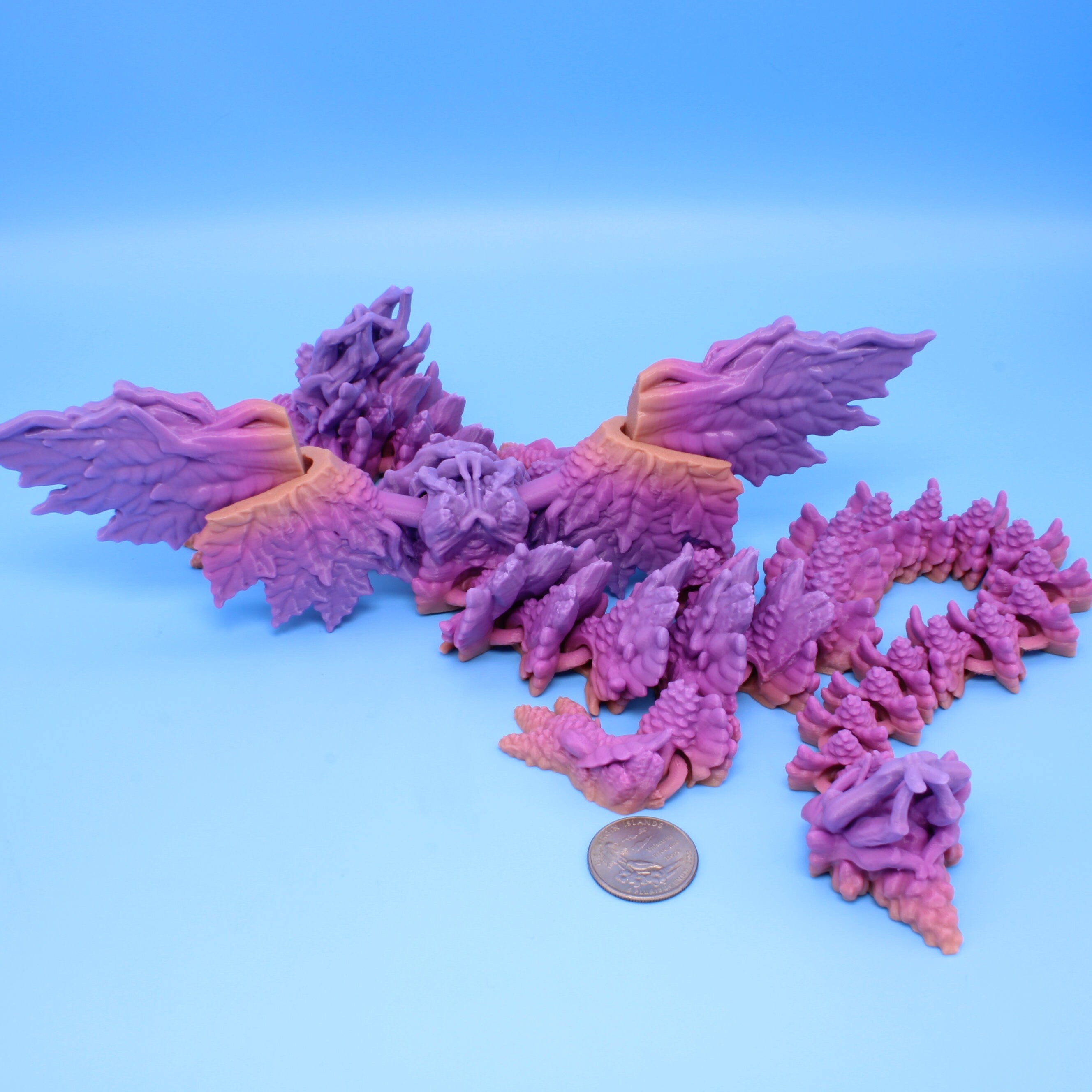 Autumn Wing Dragon | Rainbow | 3D printed | 19 in.