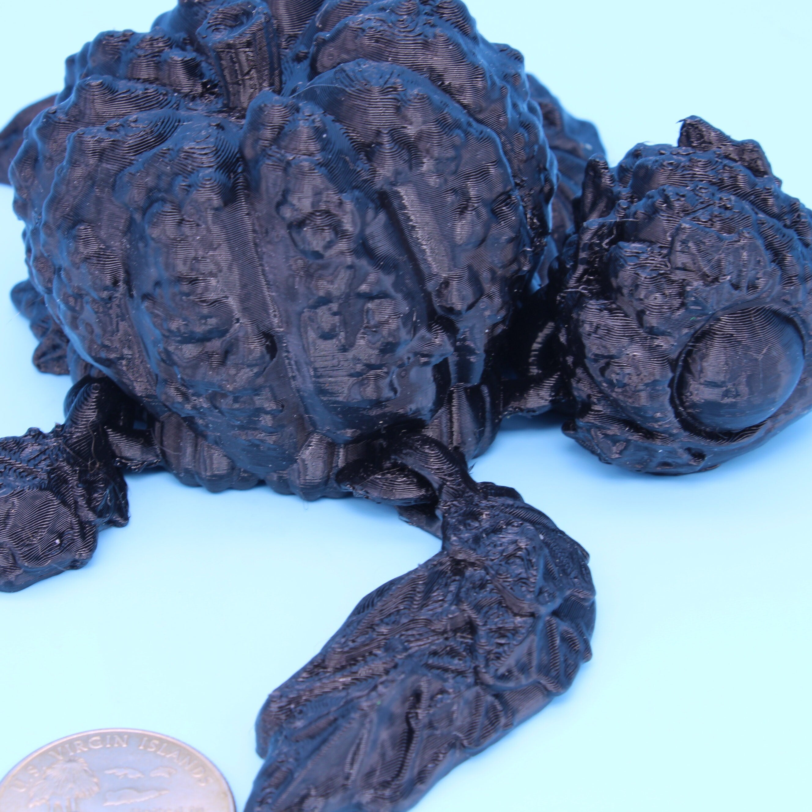 Pumpkin Turtle- Black Bumpkinurtle 4.5 inch. 3D Printed TPU