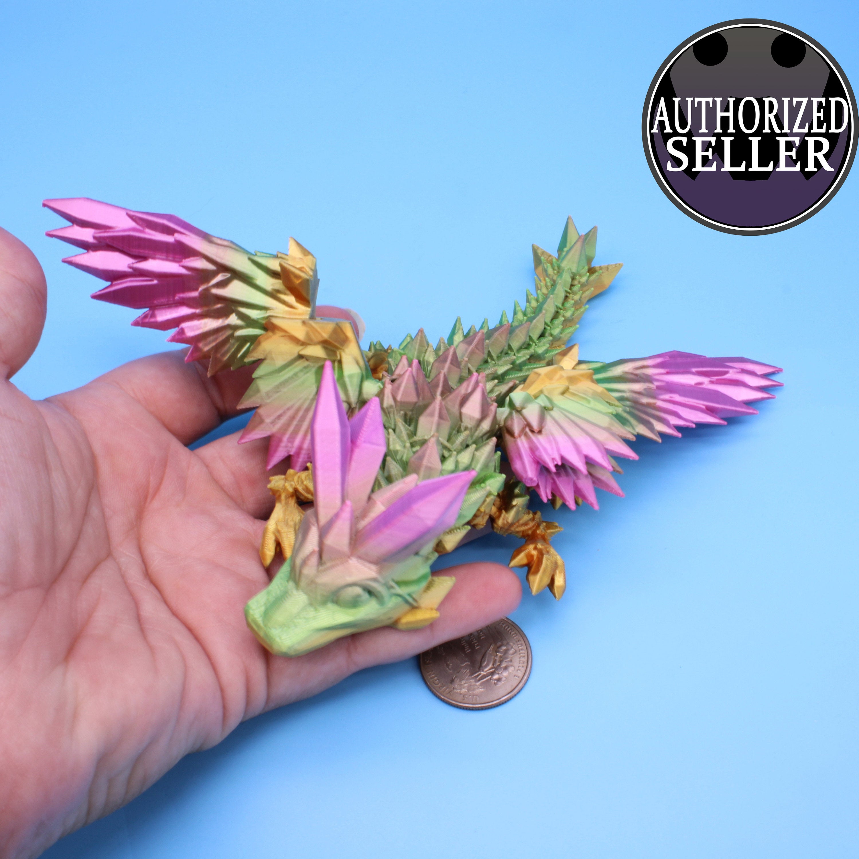 Baby Crystal Wing Dragon | Miniature | 3D printed | 7 in.