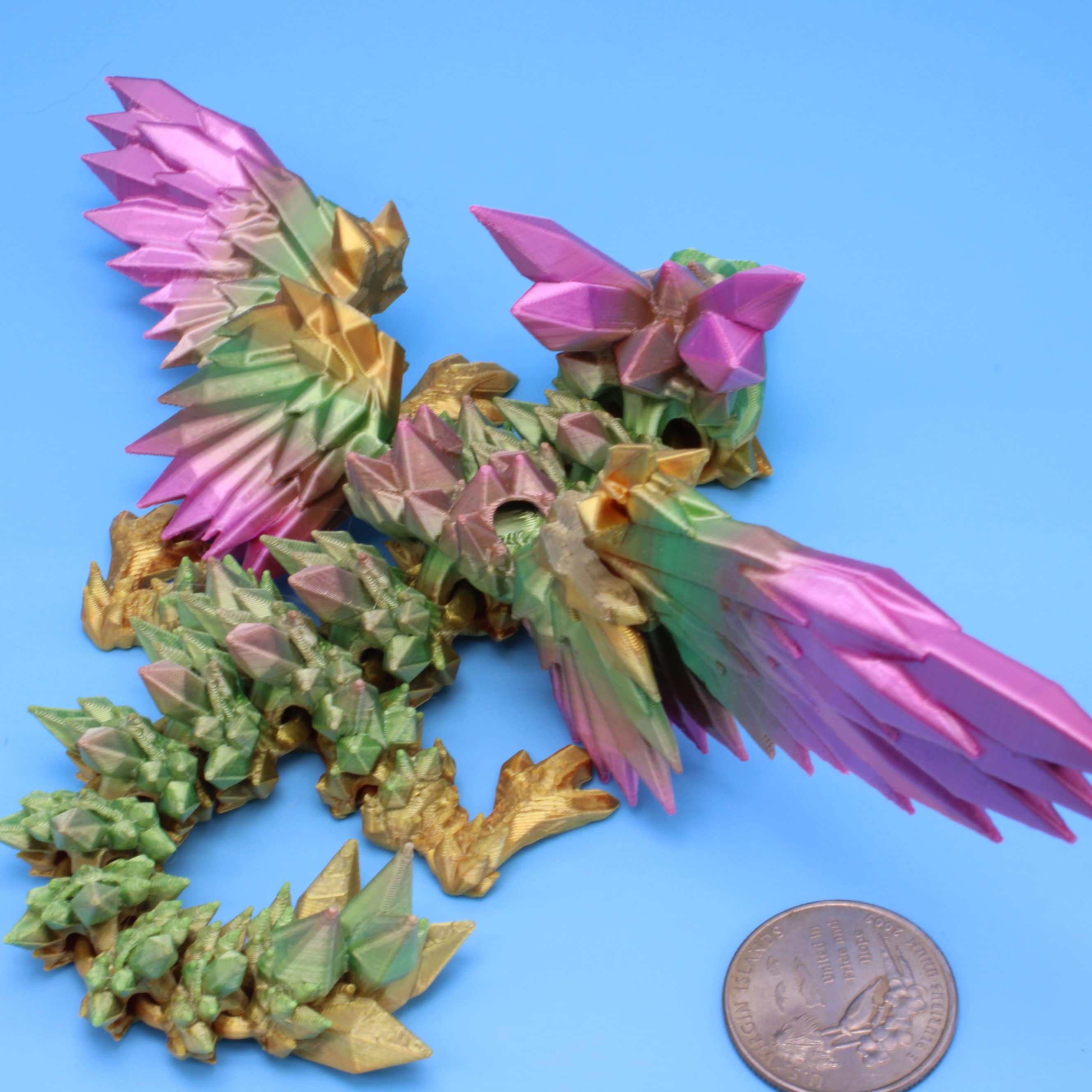 Baby Crystal Wing Dragon | Miniature | 3D printed | 7 in.