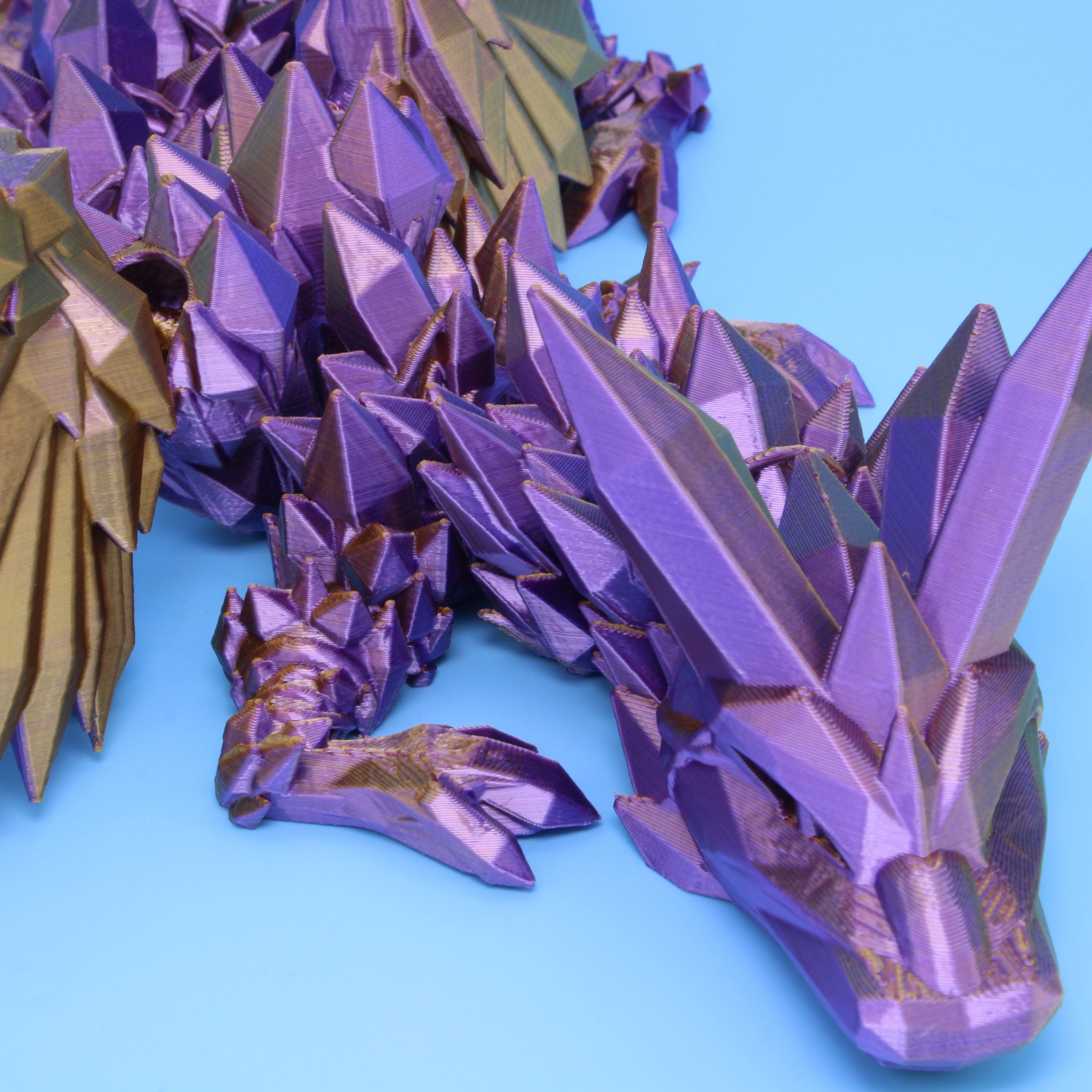 Crystal Wing Dragon | Purple Gold | 3D printed | 18 in. Made to order.