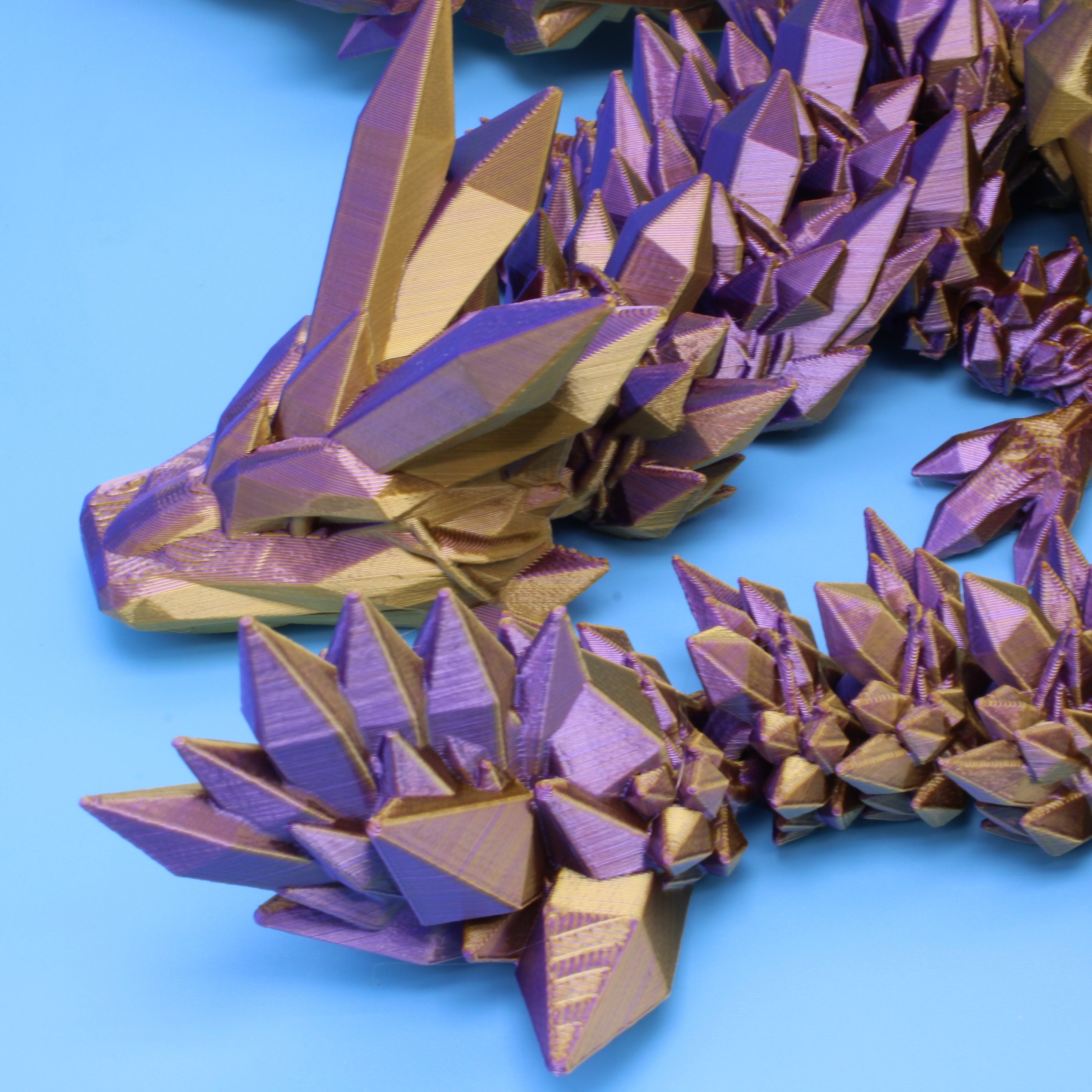 Crystal Wing Dragon | Purple Gold | 3D printed | 18 in. Made to order.