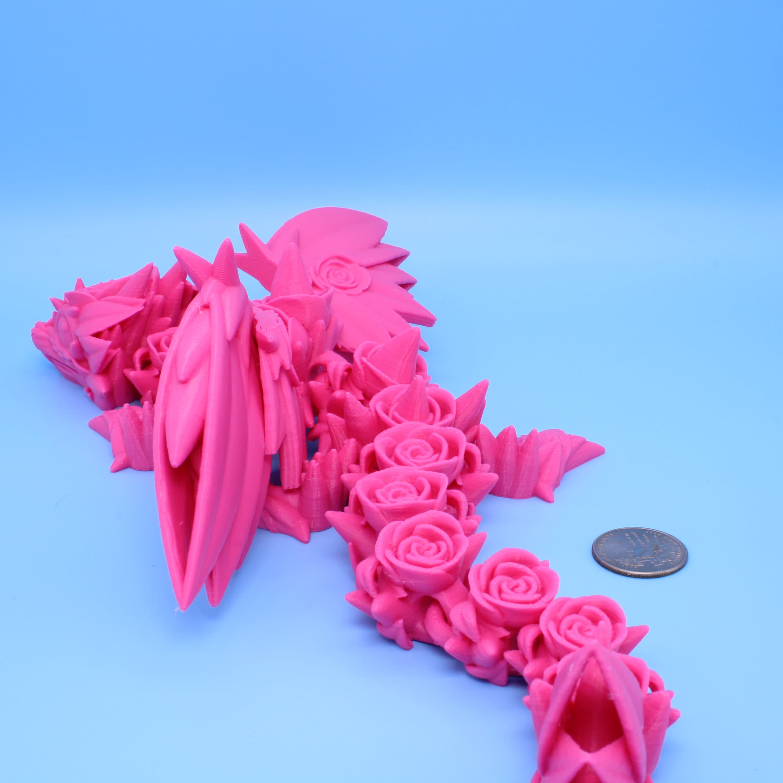 Baby Rose Wing Dragon | Pink | 3D printed articulating