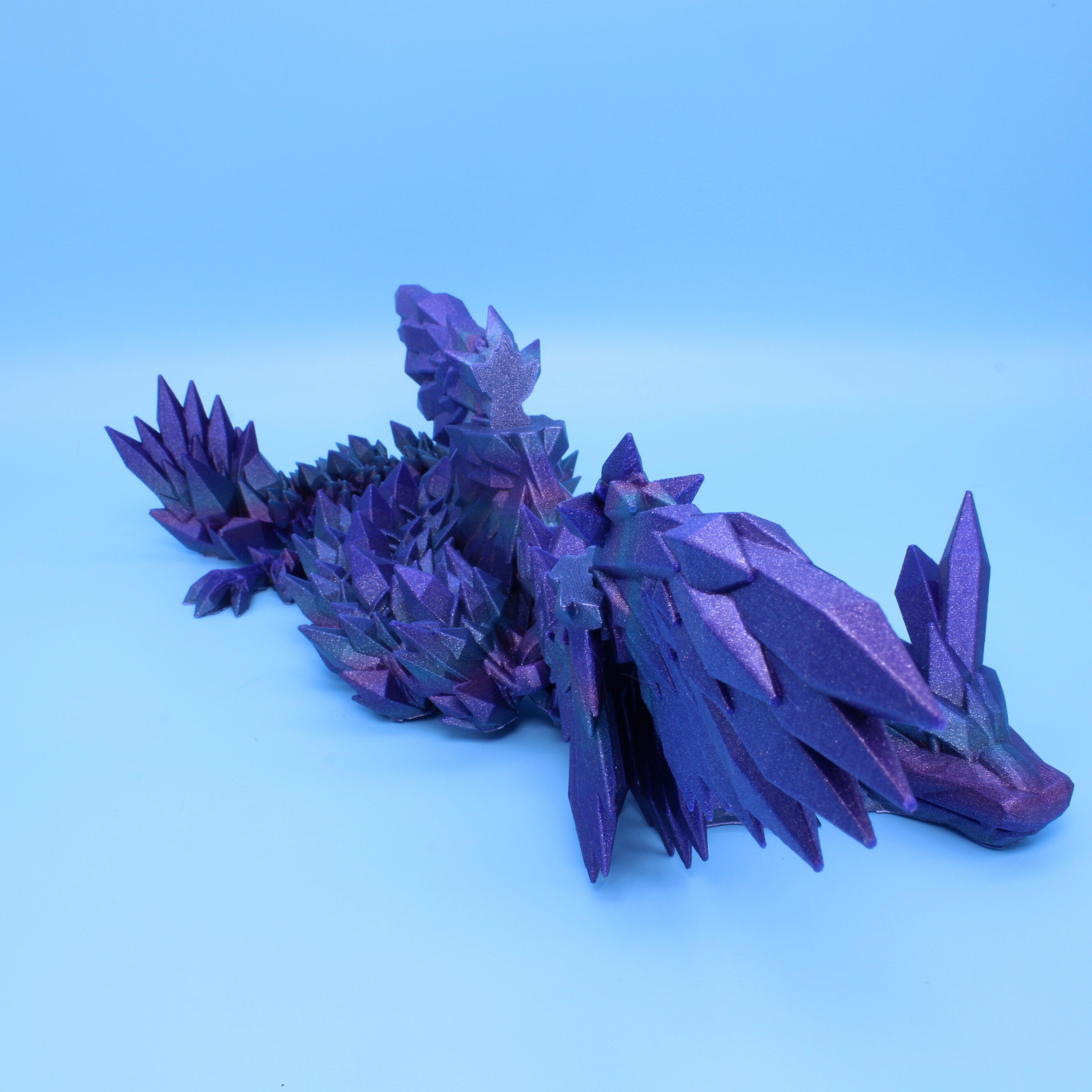 Crystal Winged Dragon Rainbow | Crystal Wing Dragon | 3D printed | Articulating 18 in.