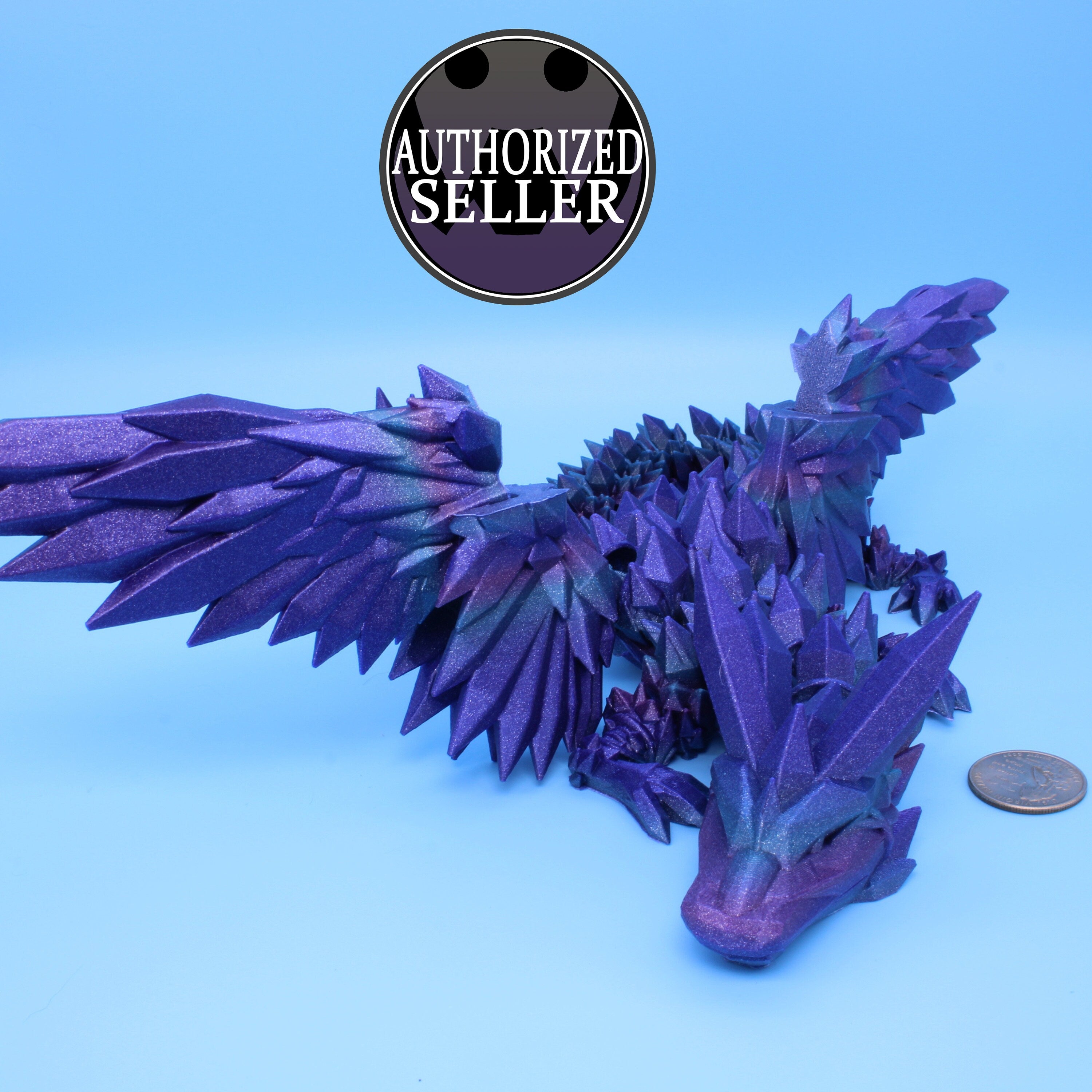 Crystal Winged Dragon Rainbow | Crystal Wing Dragon | 3D printed | Articulating 18 in.