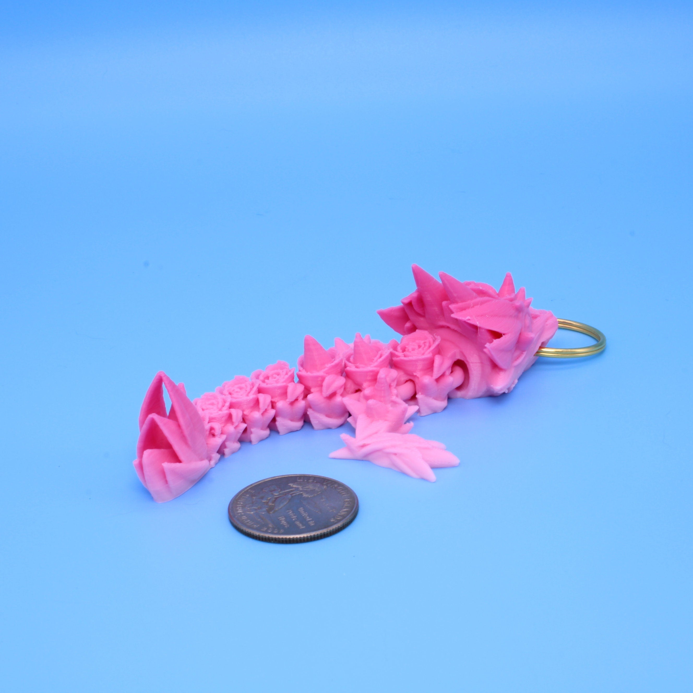 Baby Rose Dragon- Tadling Keychain | 3D Printed | 4.75 inches