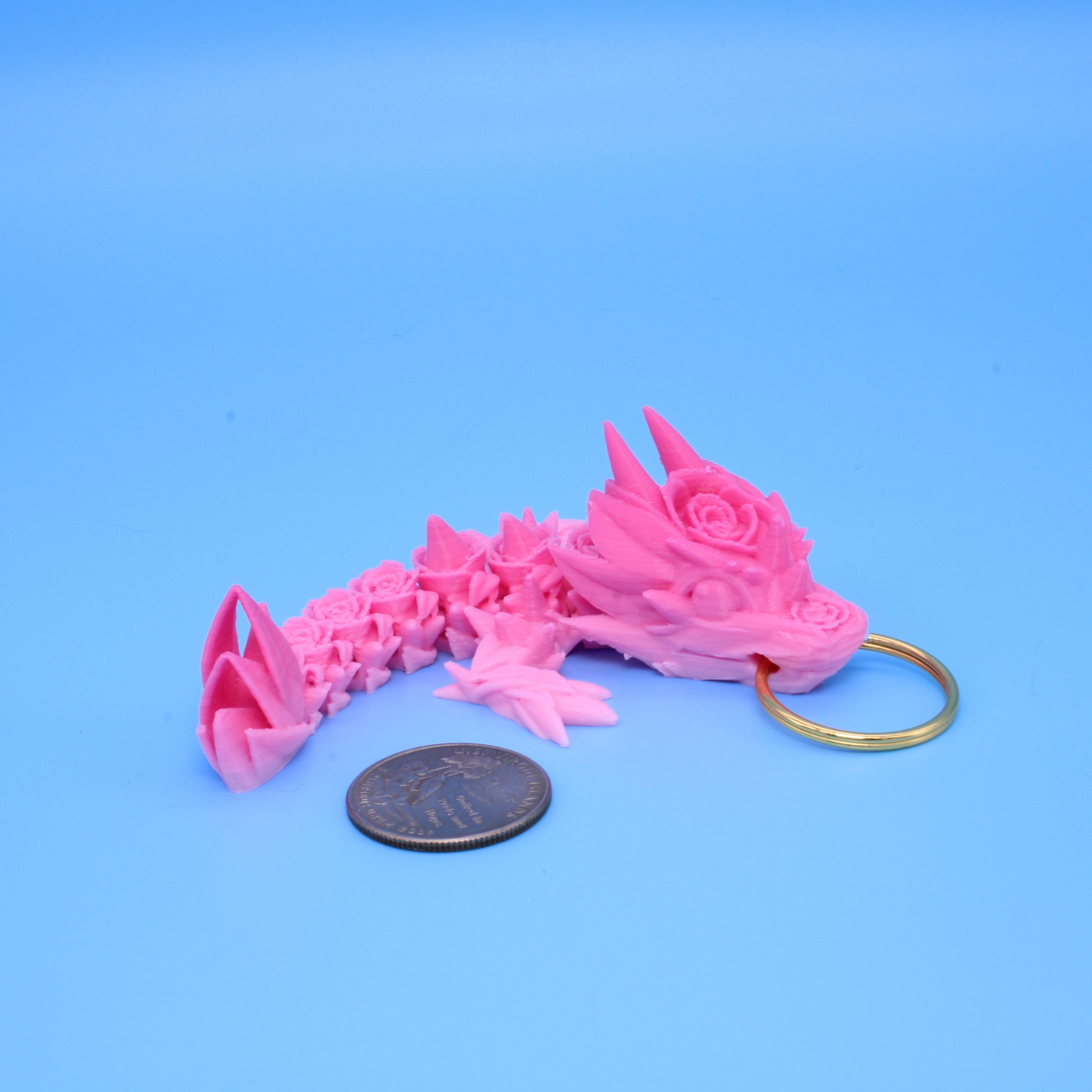 Baby Rose Dragon- Tadling Keychain | 3D Printed | 4.75 inches