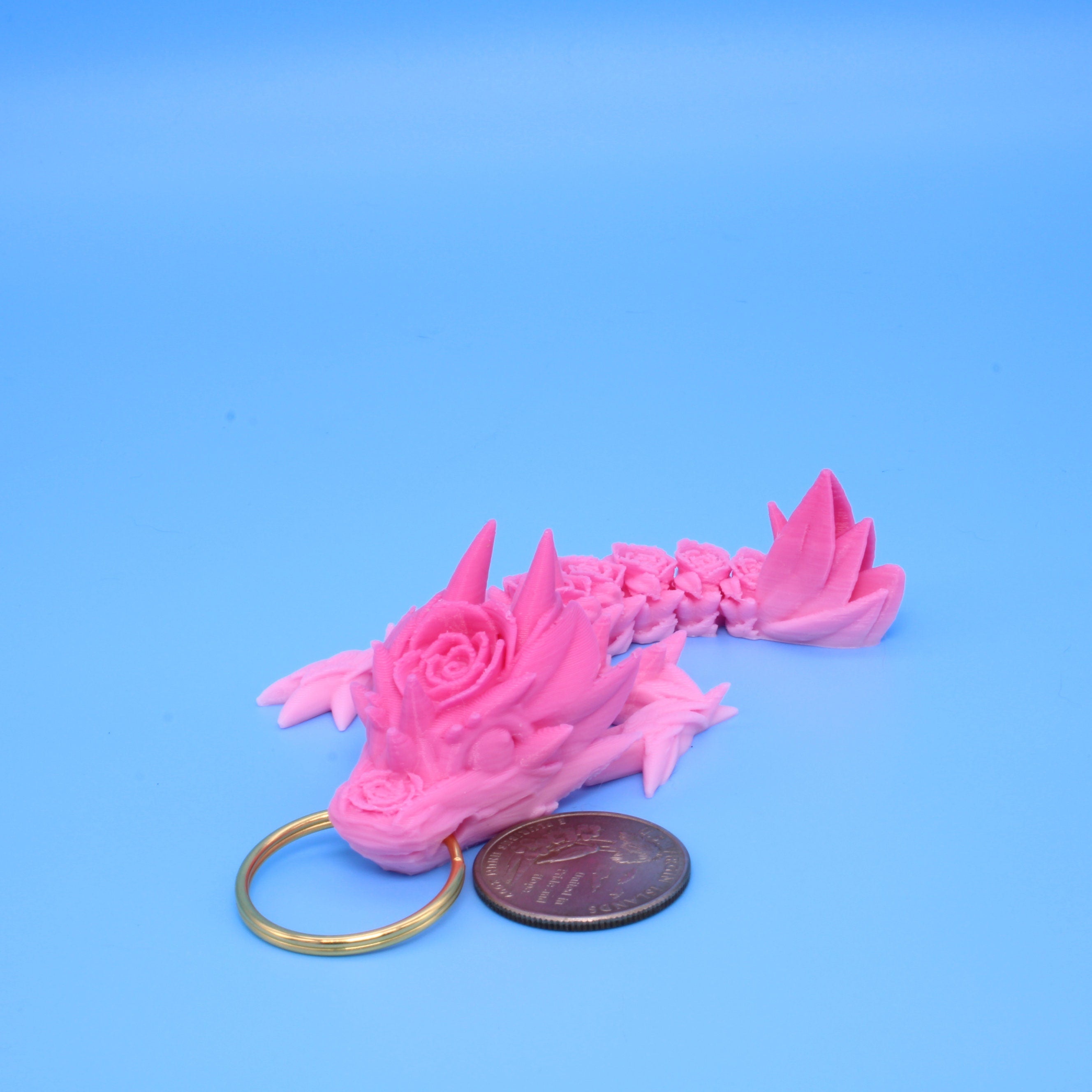 Baby Rose Dragon- Tadling Keychain | 3D Printed | 4.75 inches