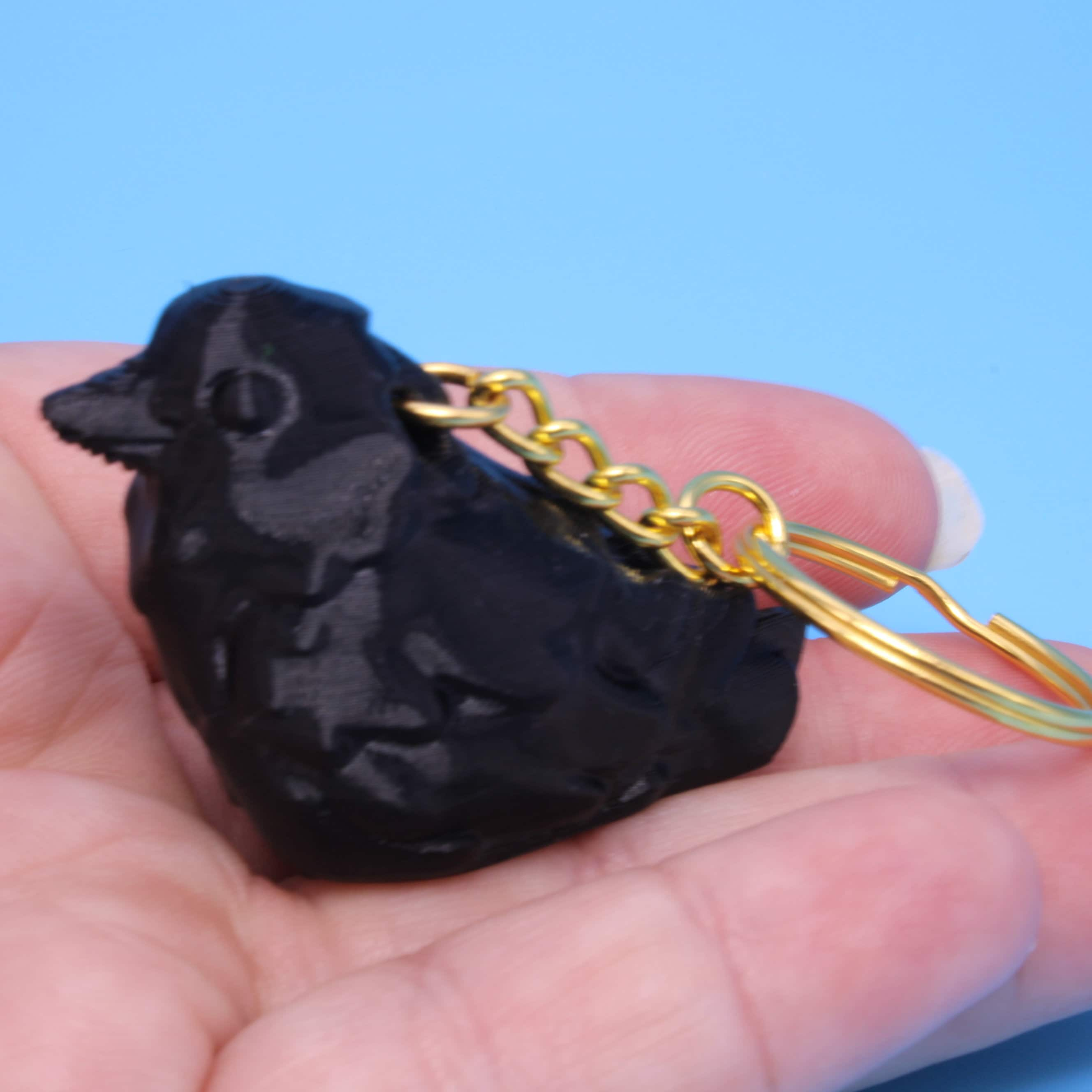 Miniature Black Raven Keychain. 3D Printed TPU