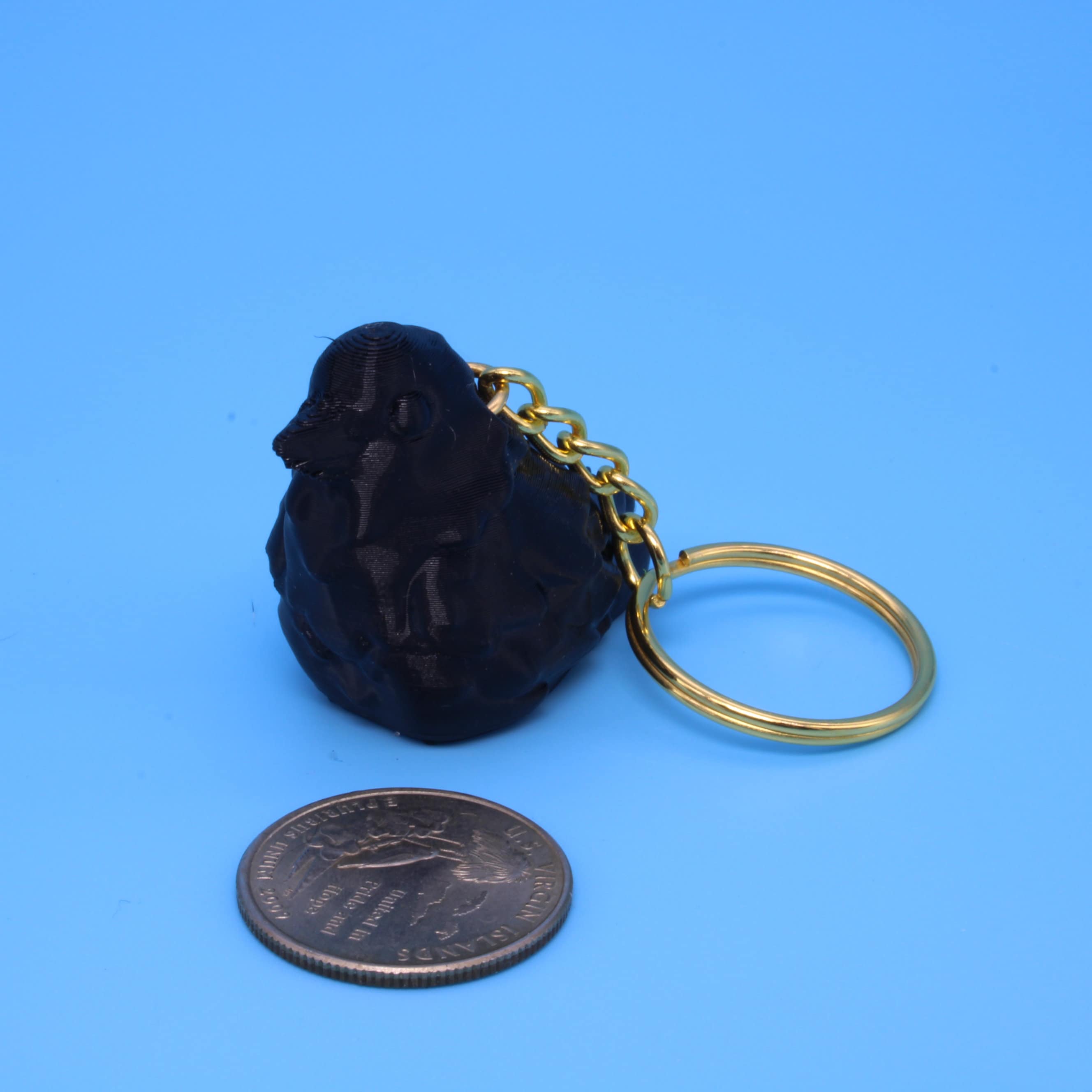 Miniature Black Raven Keychain. 3D Printed TPU