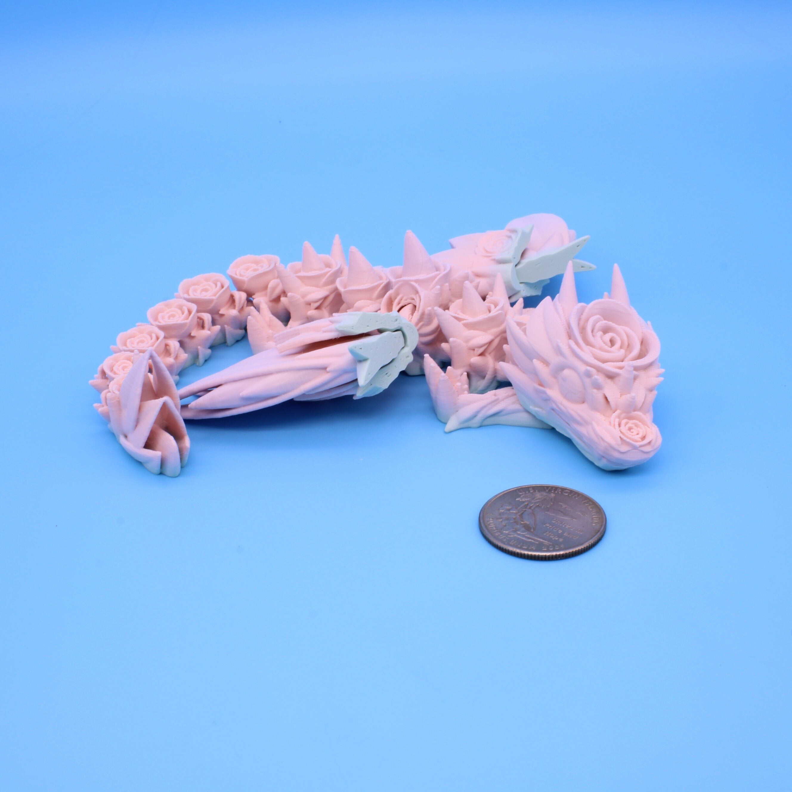 Baby Rose Wing Dragon | 3D Printed | Flexi Toy 8.5 in.