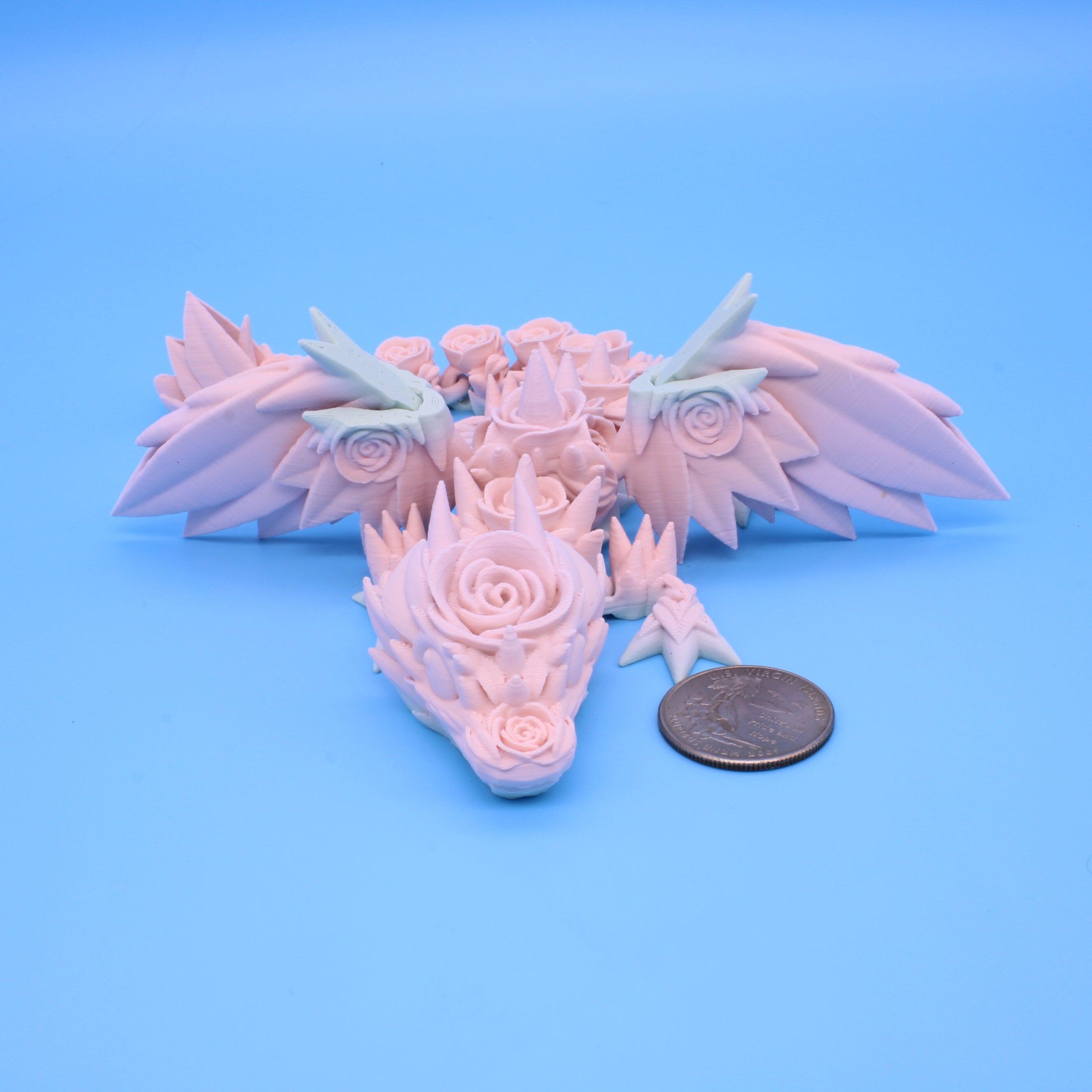 Baby Rose Wing Dragon | 3D Printed | Flexi Toy 8.5 in.