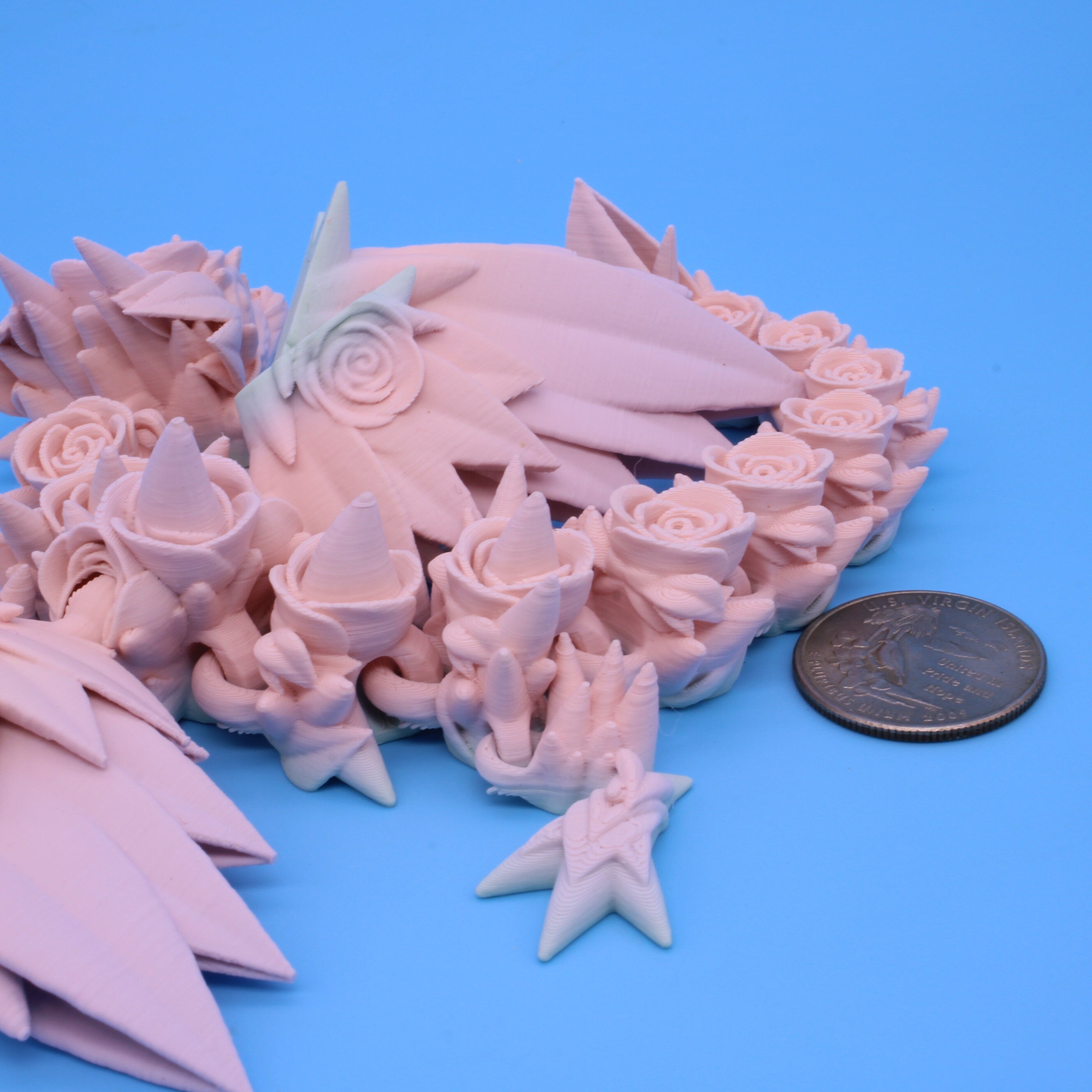 Baby Rose Wing Dragon | 3D Printed | Flexi Toy 8.5 in.
