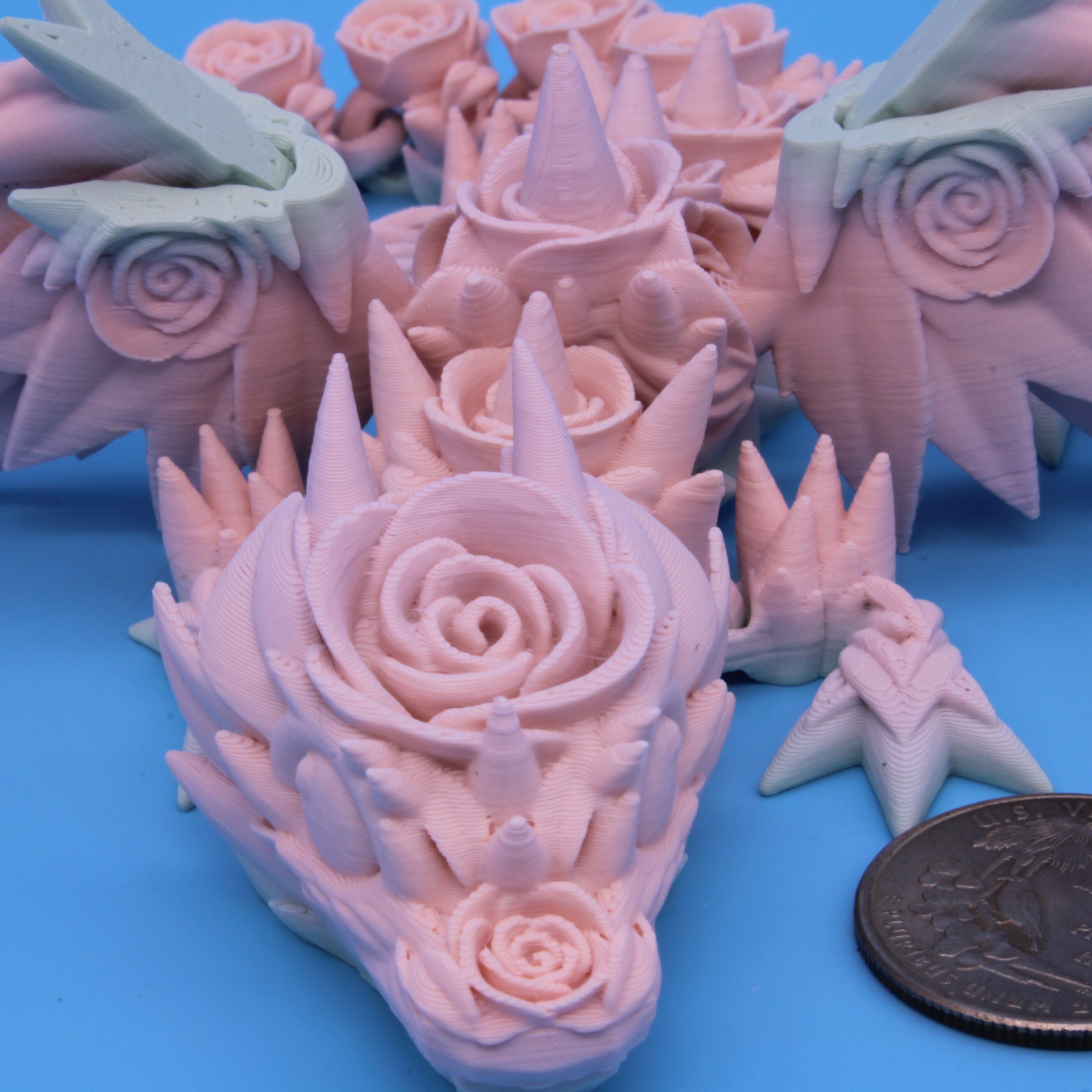 Baby Rose Wing Dragon | 3D Printed | Flexi Toy 8.5 in.