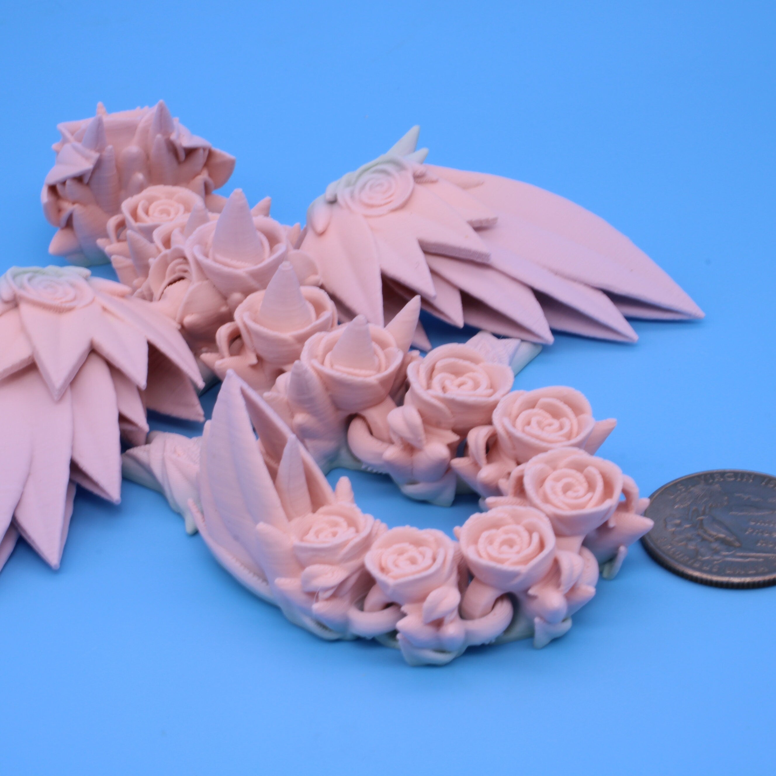 Baby Rose Wing Dragon | 3D Printed | Flexi Toy 8.5 in.
