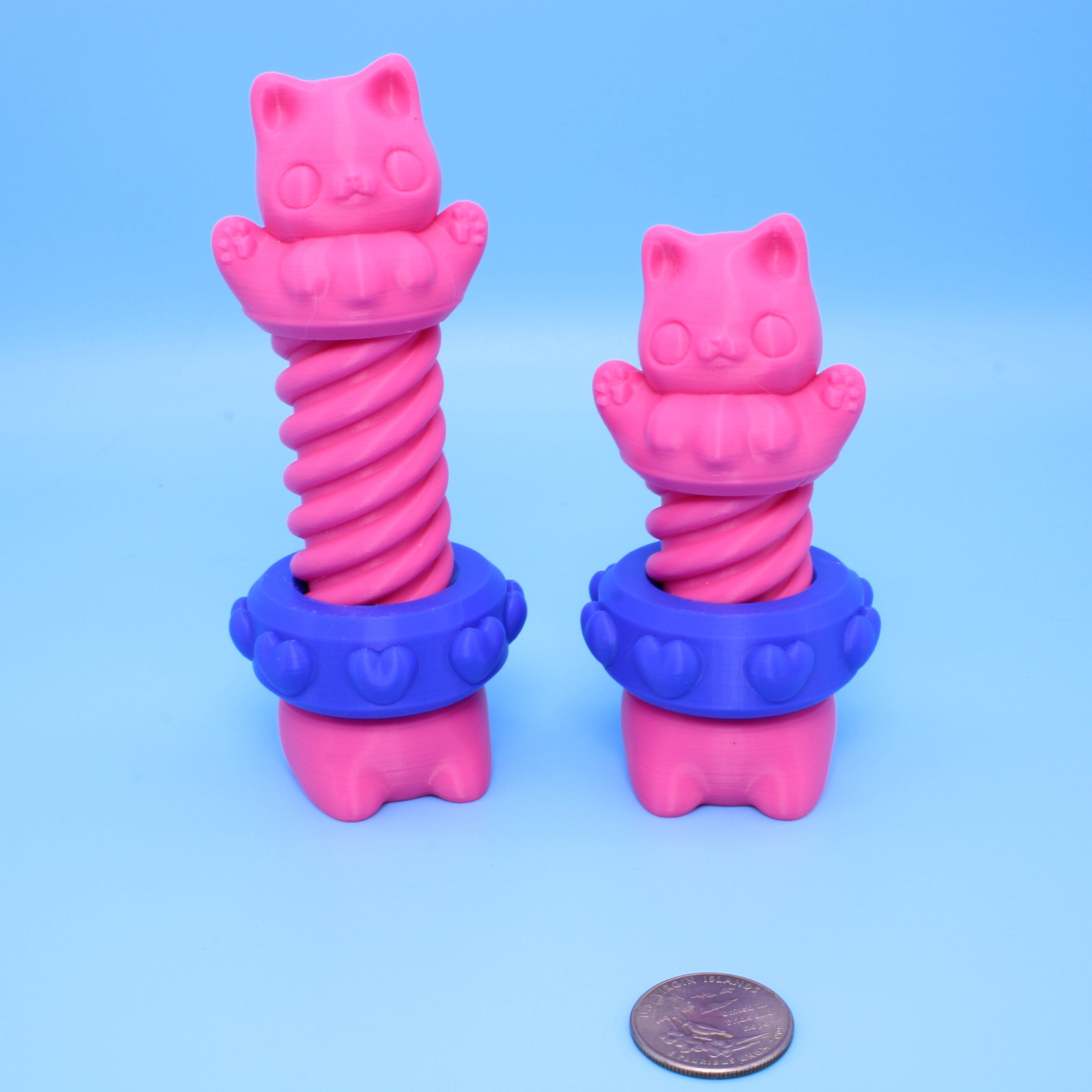 Pink Kitty Cat Bolt with Blue. 2 sizes.