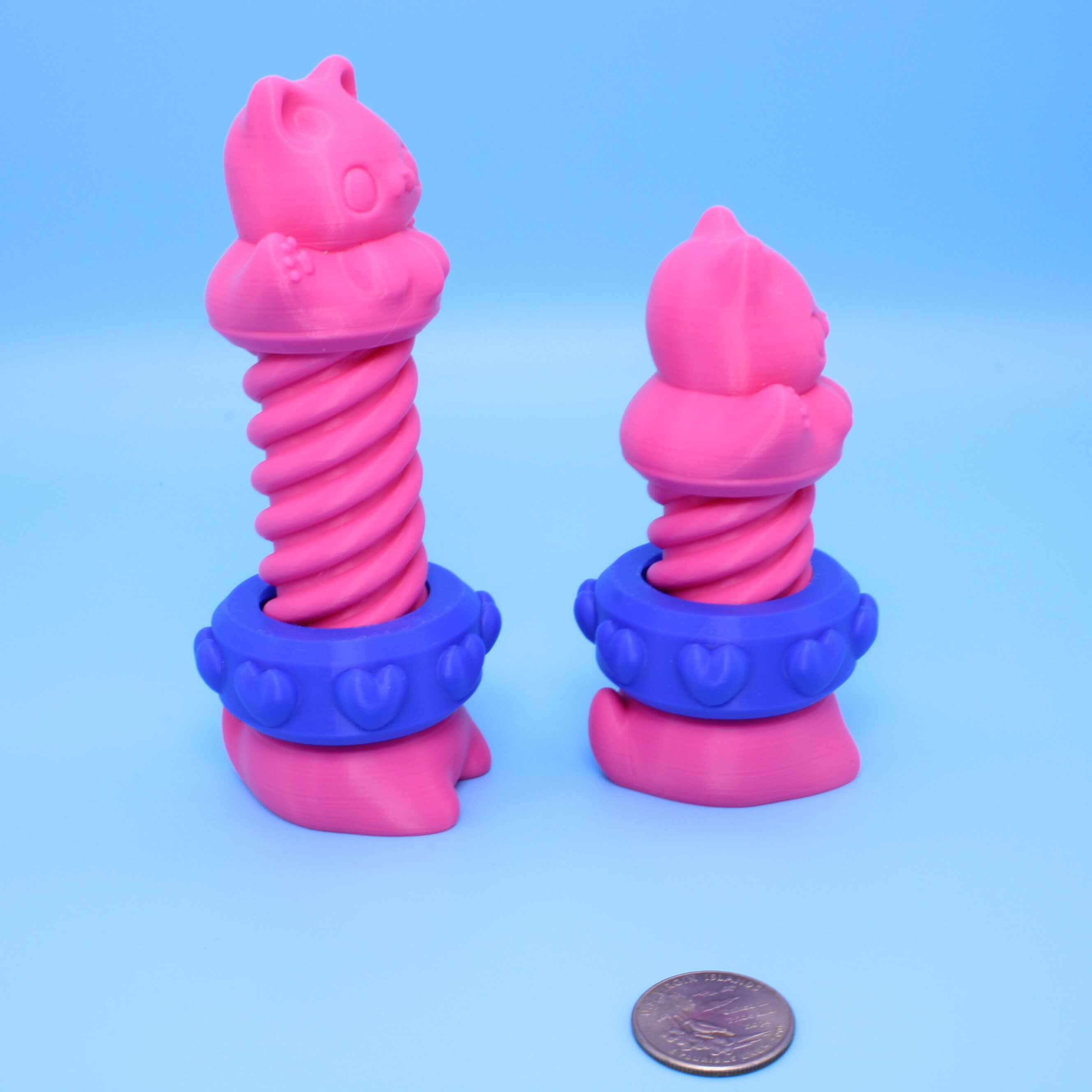 Pink Kitty Cat Bolt with Blue. 2 sizes.