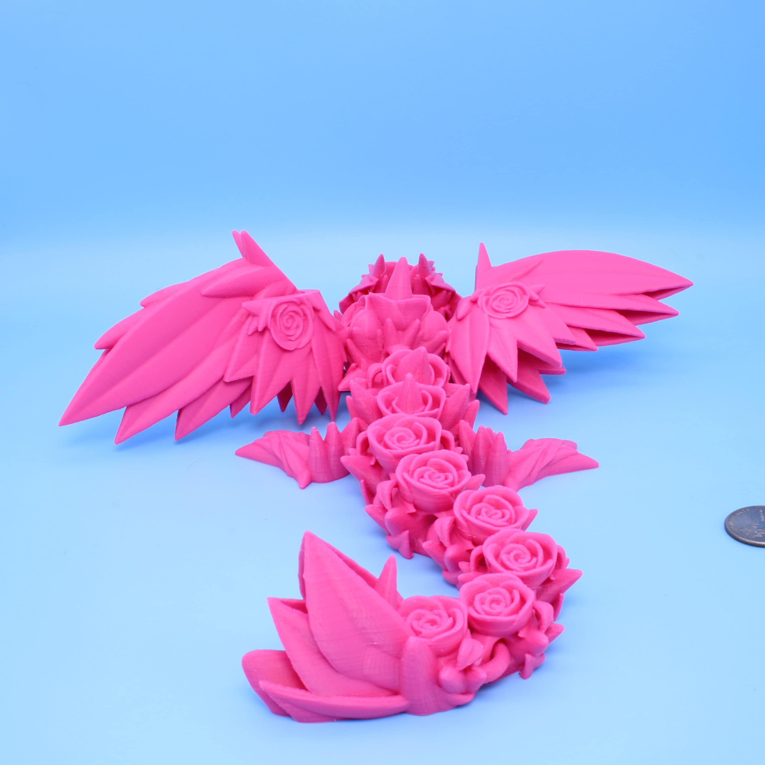 Baby Rose Wing Dragon | Pink | 3D printed articulating