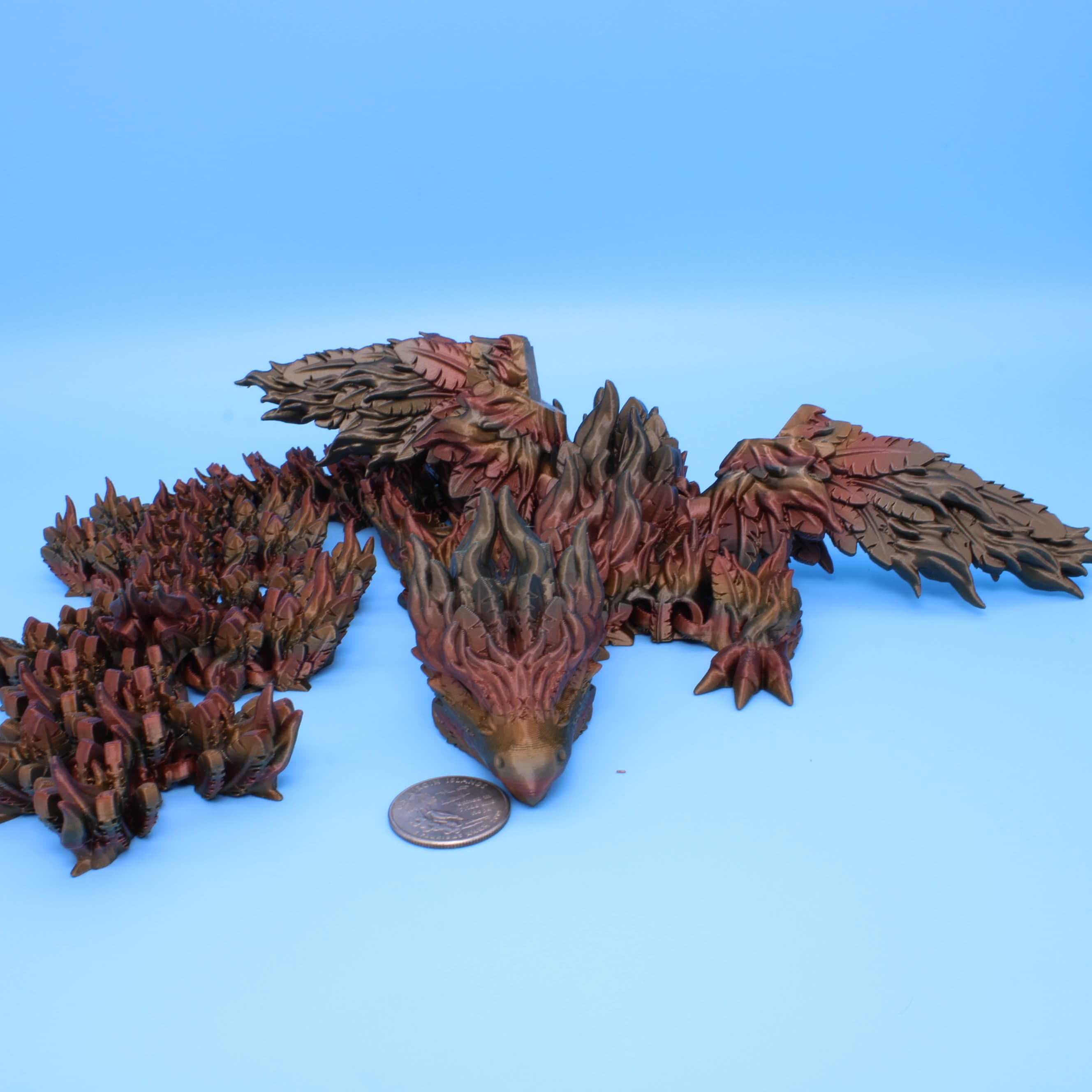 Phoenix Dragon | 3D printed | Articulating Dragon | Fidget Toy | Flexi Toy | 19 in.