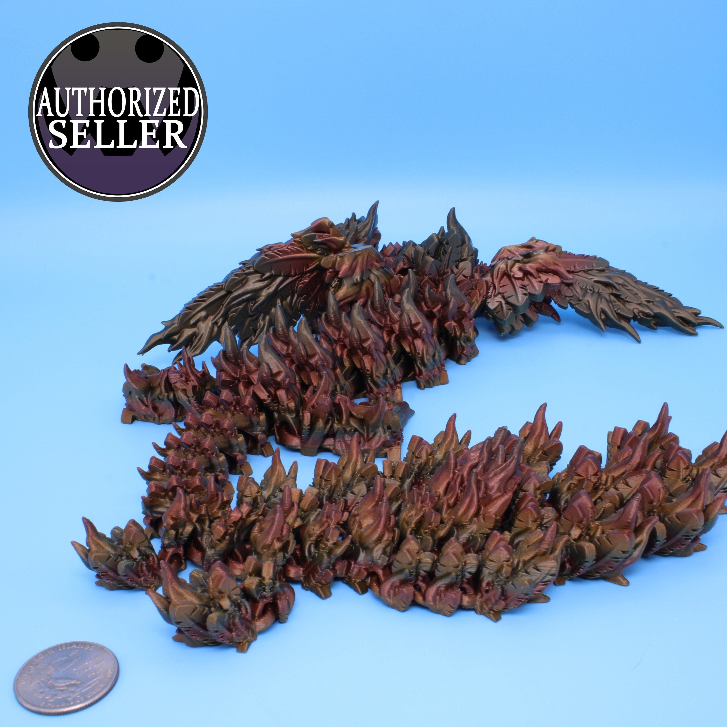Phoenix Dragon | 3D printed | Articulating Dragon | Fidget Toy | Flexi Toy | 19 in.