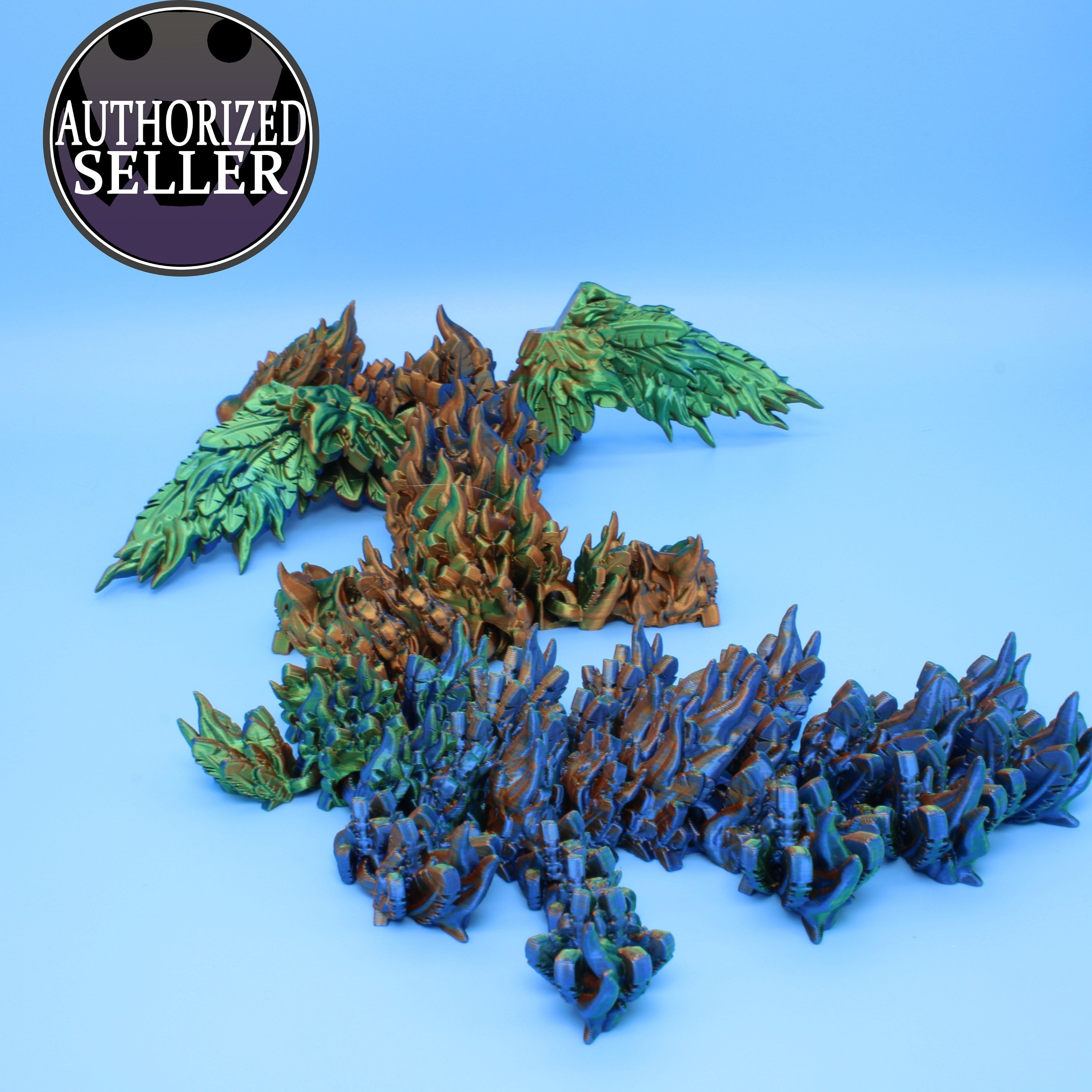 Phoenix Dragon | 3D printed | Articulating Dragon | Fidget Toy | Flexi Toy | 19 in.