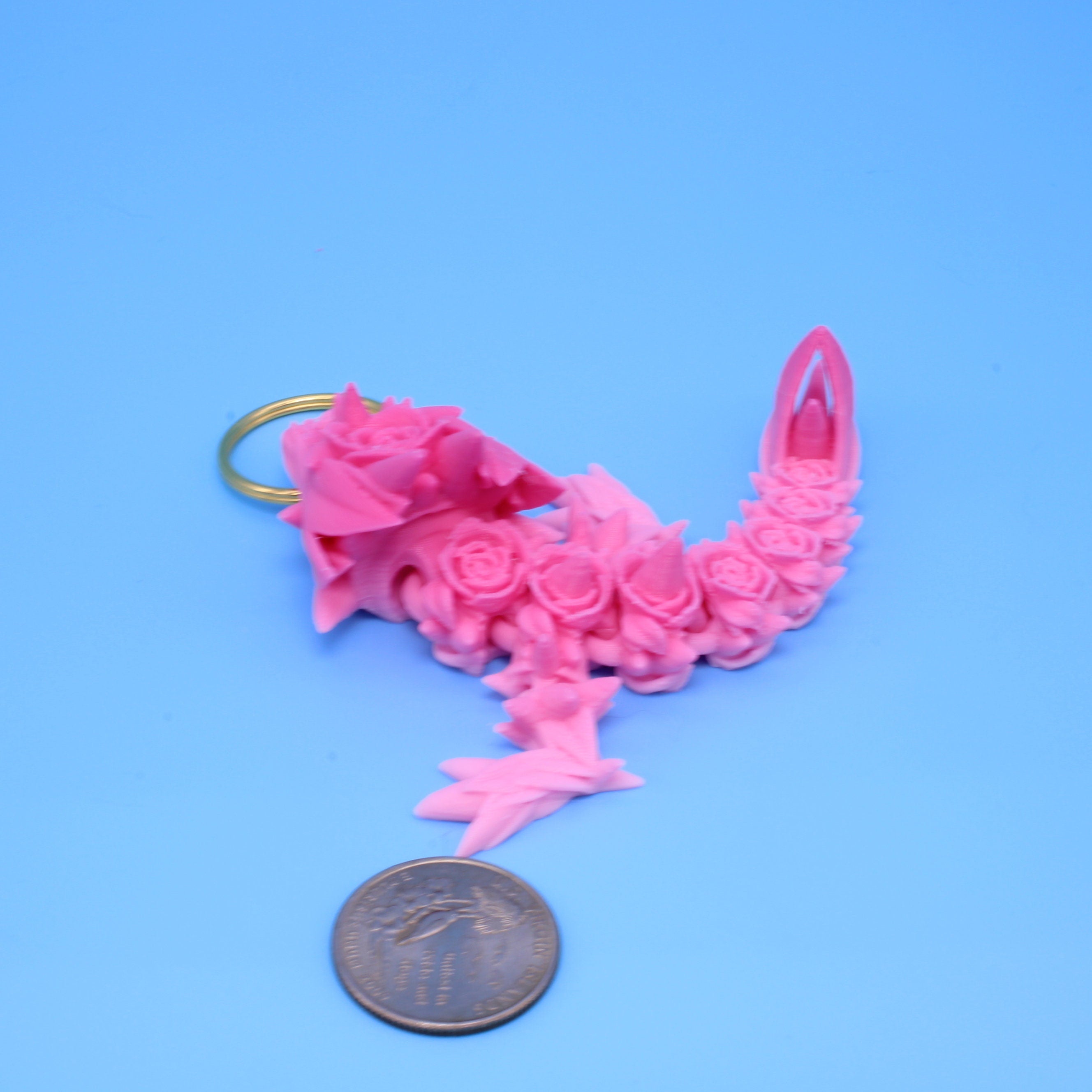 Baby Rose Dragon- Tadling Keychain | 3D Printed | 4.75 inches