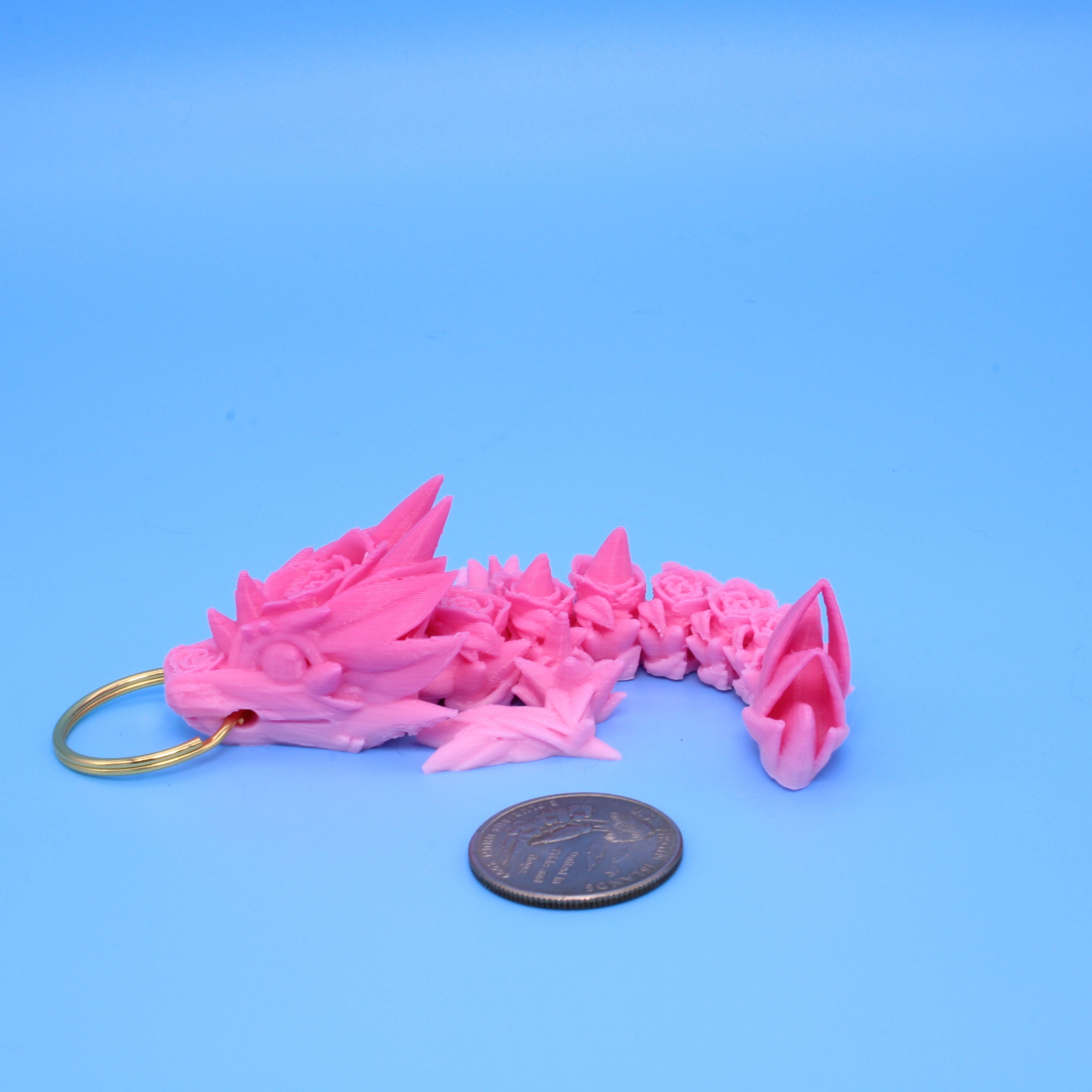 Baby Rose Dragon- Tadling Keychain | 3D Printed | 4.75 inches