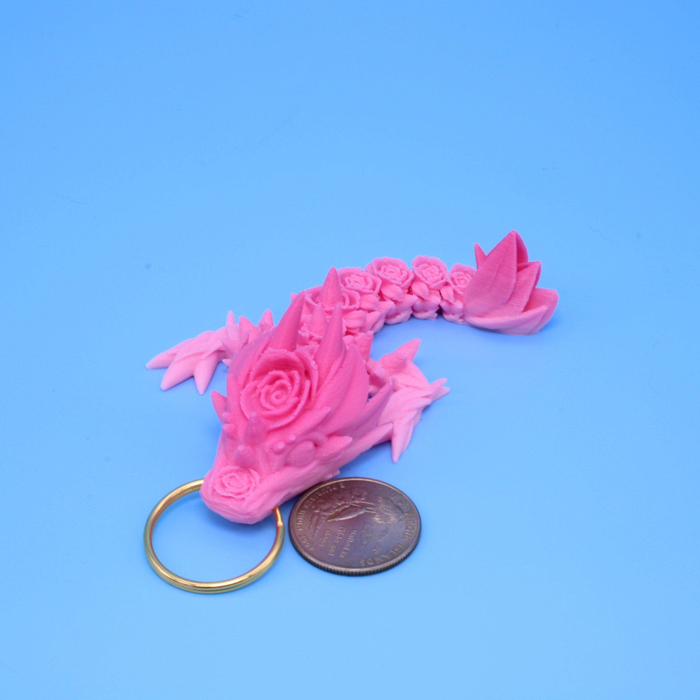 Baby Rose Dragon- Tadling Keychain | 3D Printed | 4.75 inches