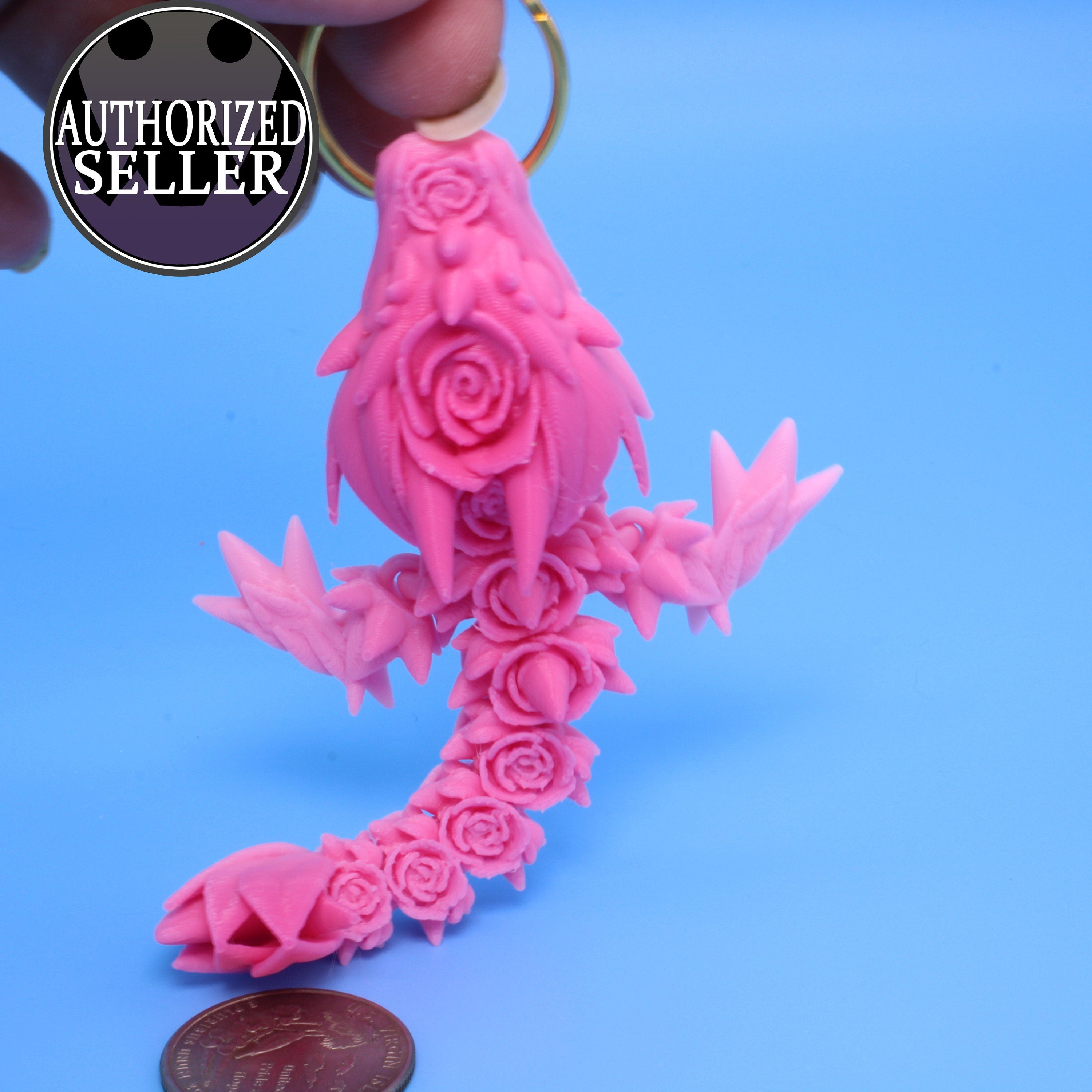Baby Rose Dragon- Tadling Keychain | 3D Printed | 4.75 inches