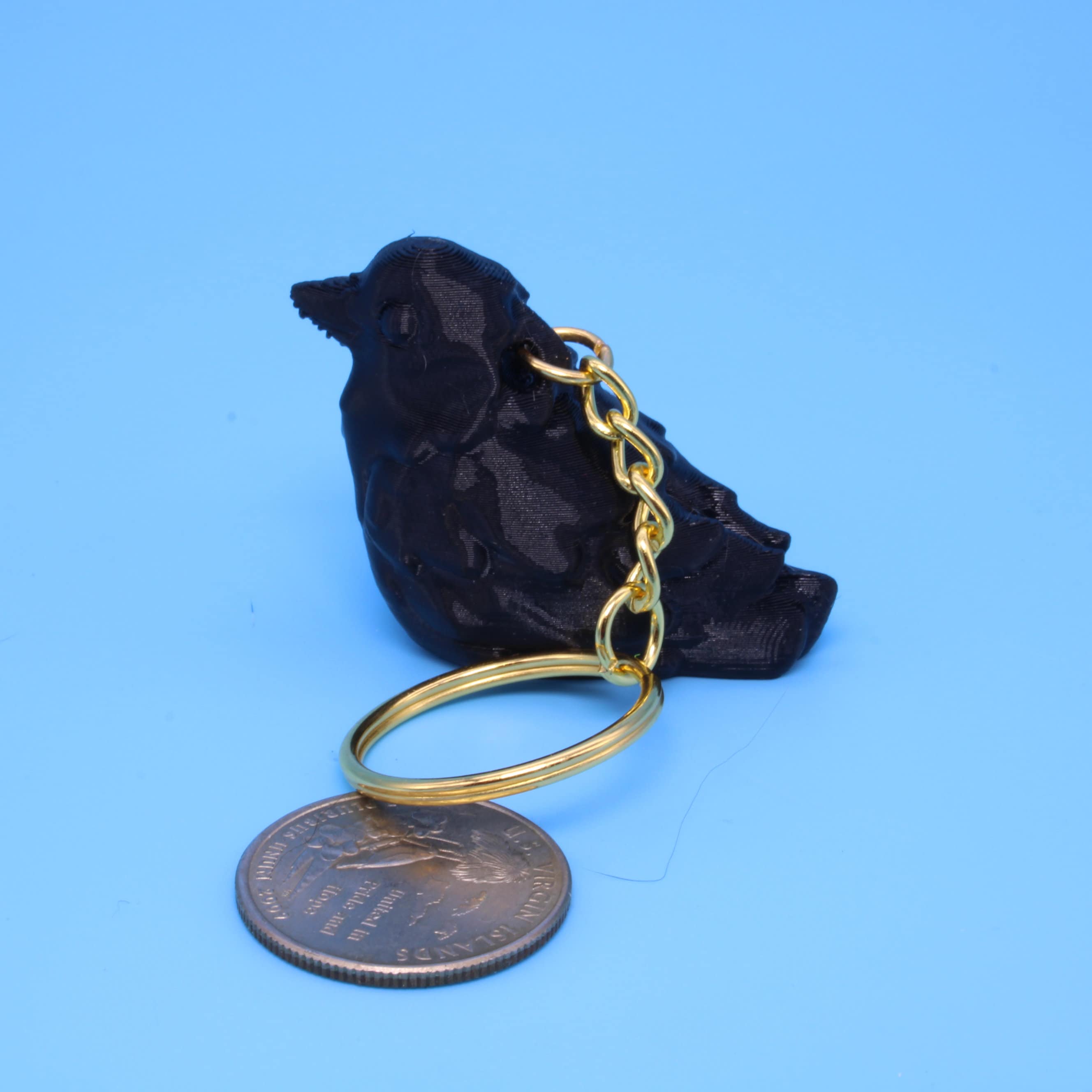 Miniature Black Raven Keychain. 3D Printed TPU