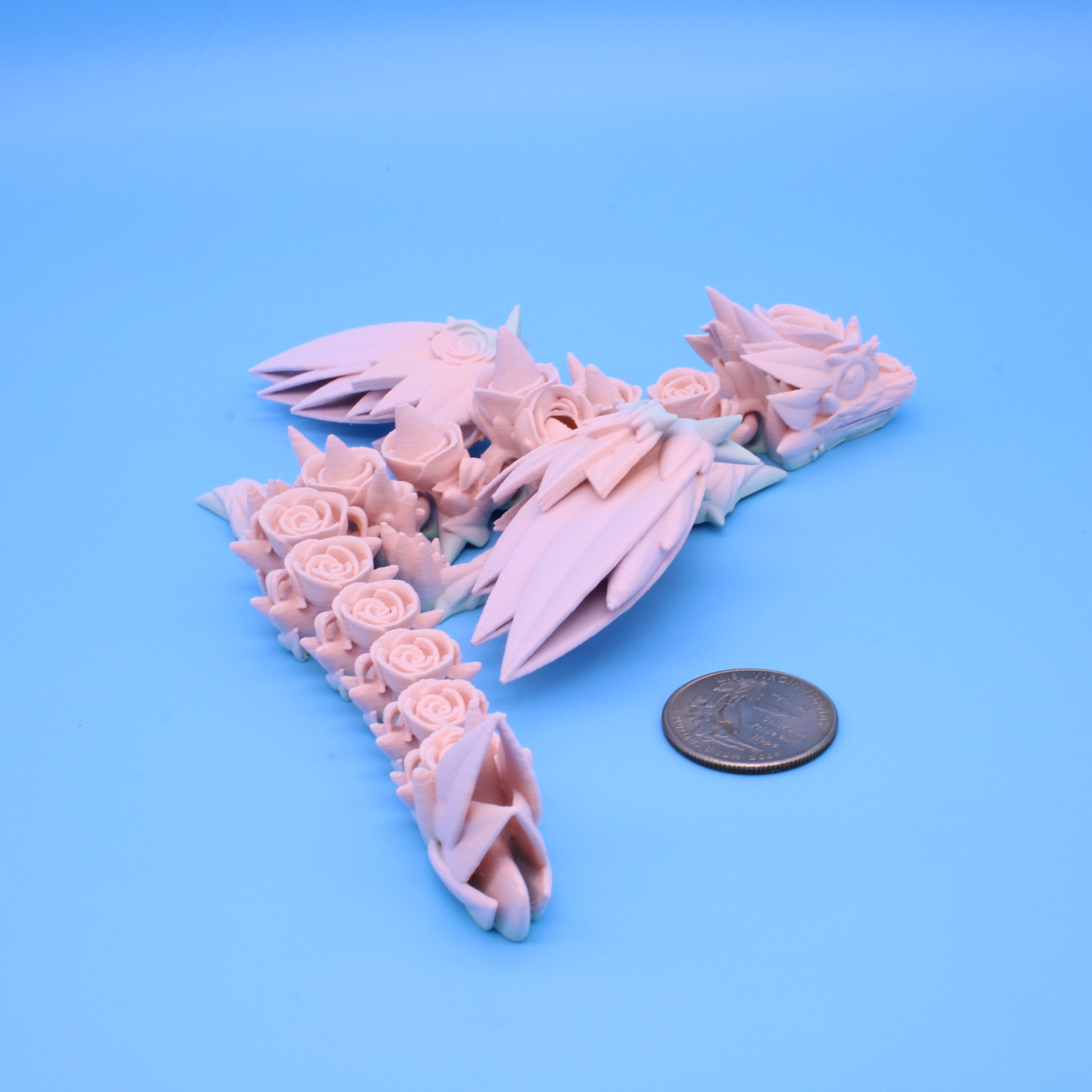 Baby Rose Wing Dragon | 3D Printed | Flexi Toy 8.5 in.