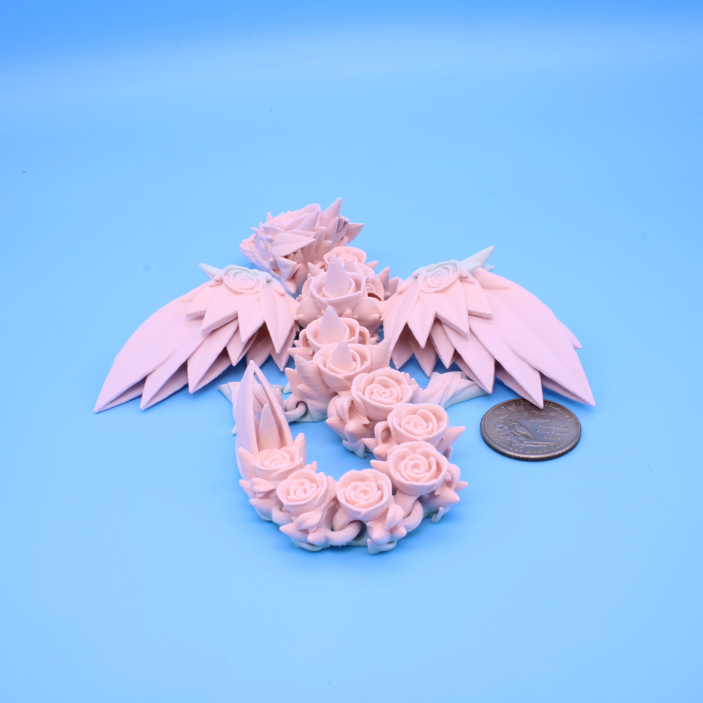 Baby Rose Wing Dragon | 3D Printed | Flexi Toy 8.5 in.