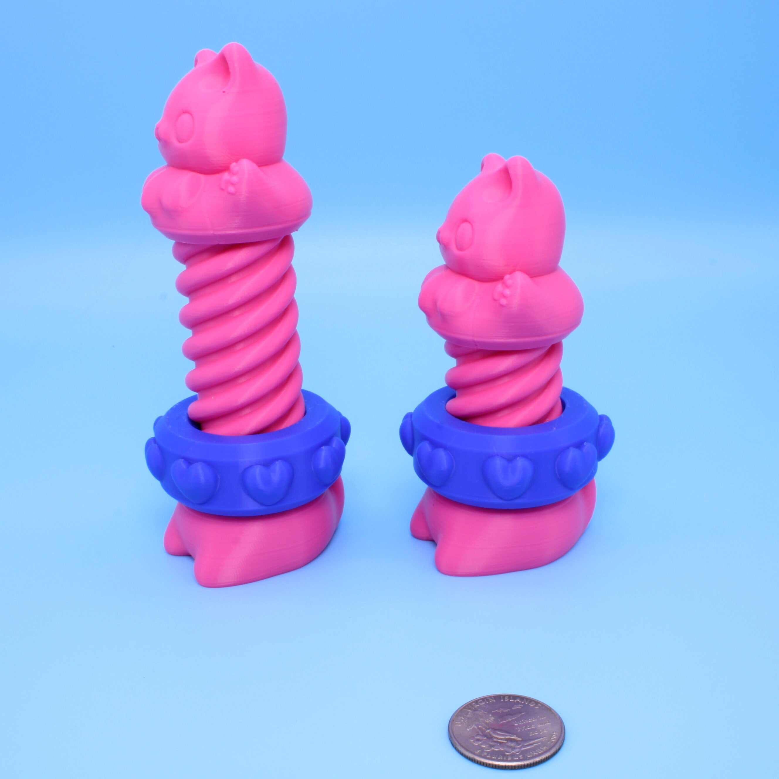 Pink Kitty Cat Bolt with Blue. 2 sizes.