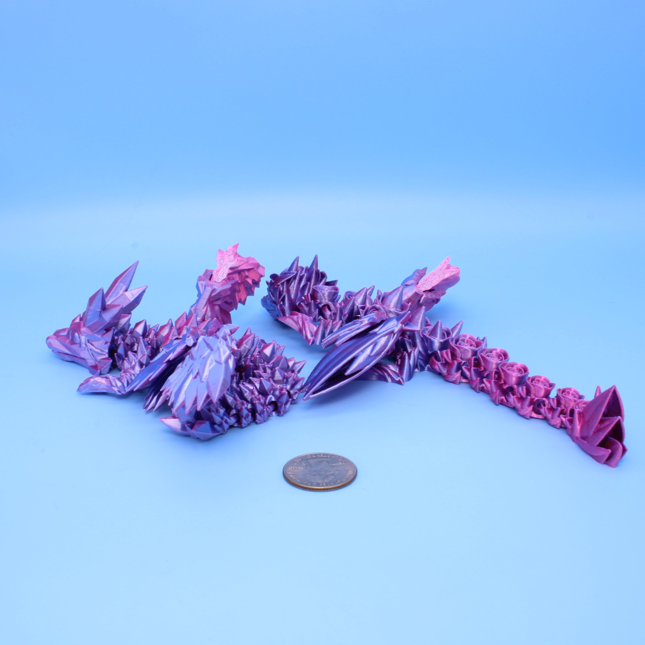 Baby Crystal & Rose Wing Dragon | Miniature | 3D printed | 7 in.