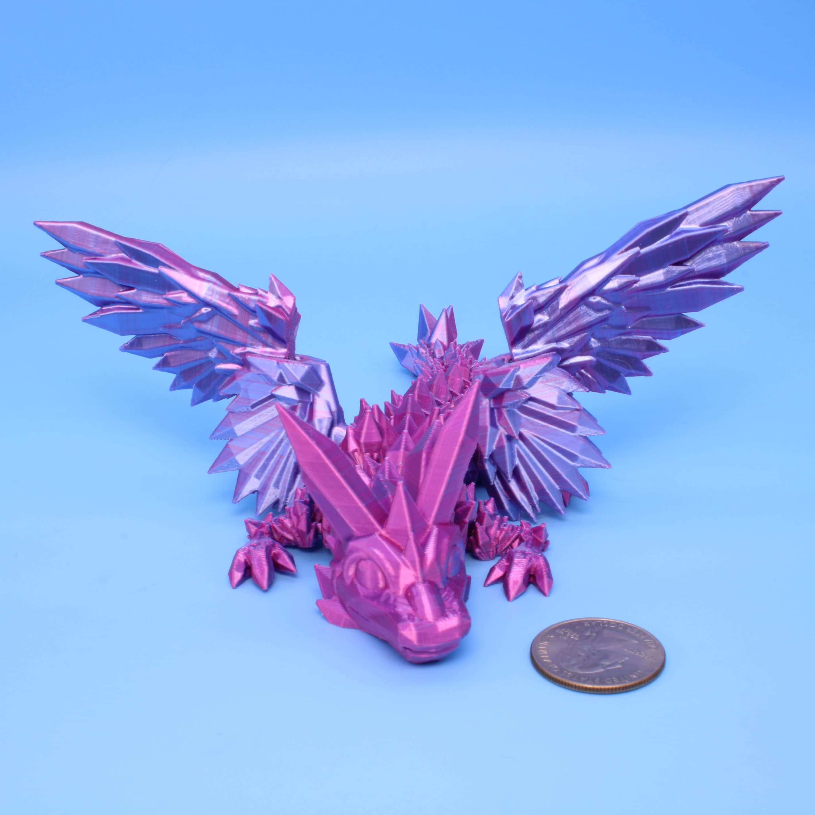 Baby Crystal & Rose Wing Dragon | Miniature | 3D printed | 7 in.